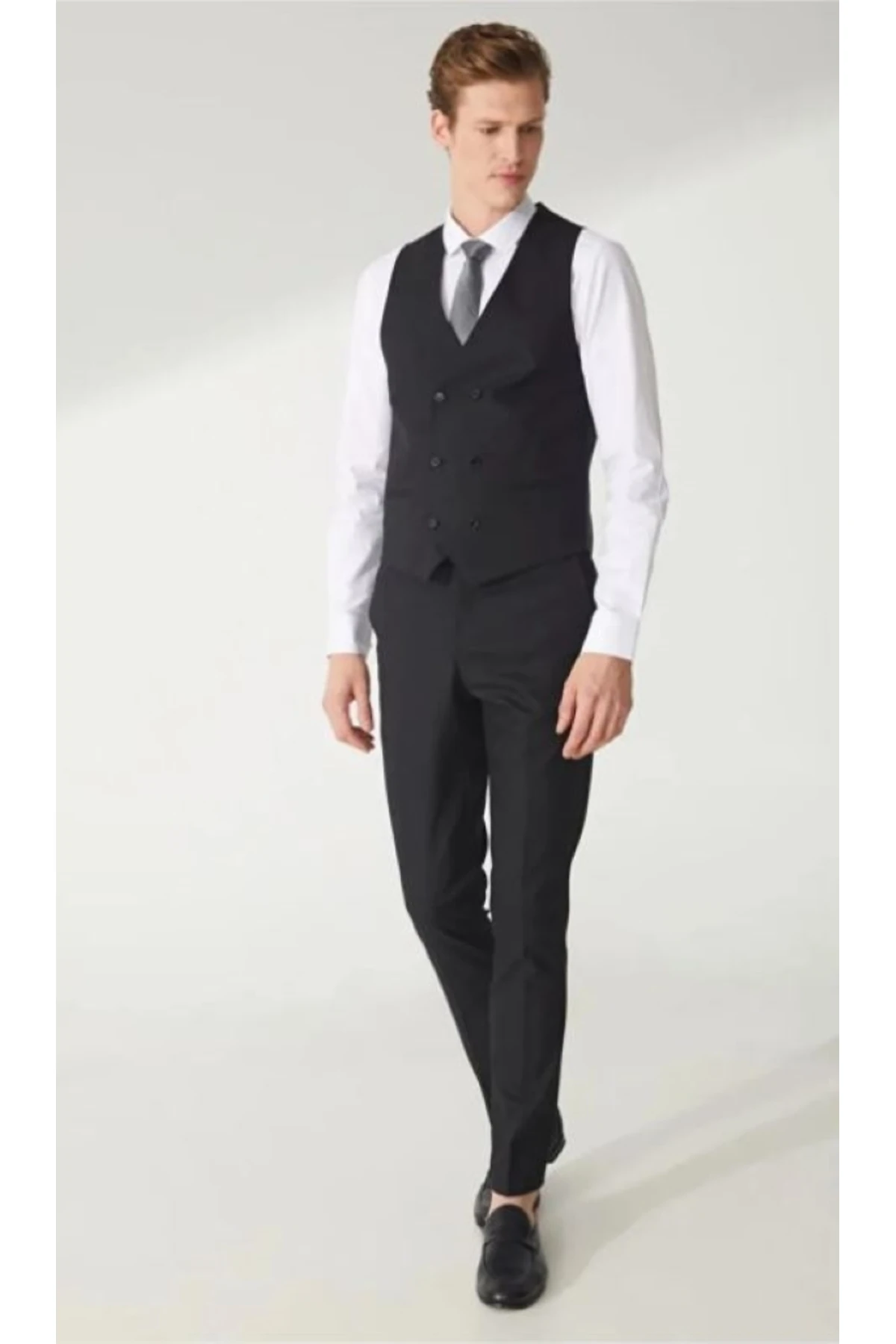 DÜZ SİYAH KRUVAZE TEK TAKIM ELBİSE YELEĞİ