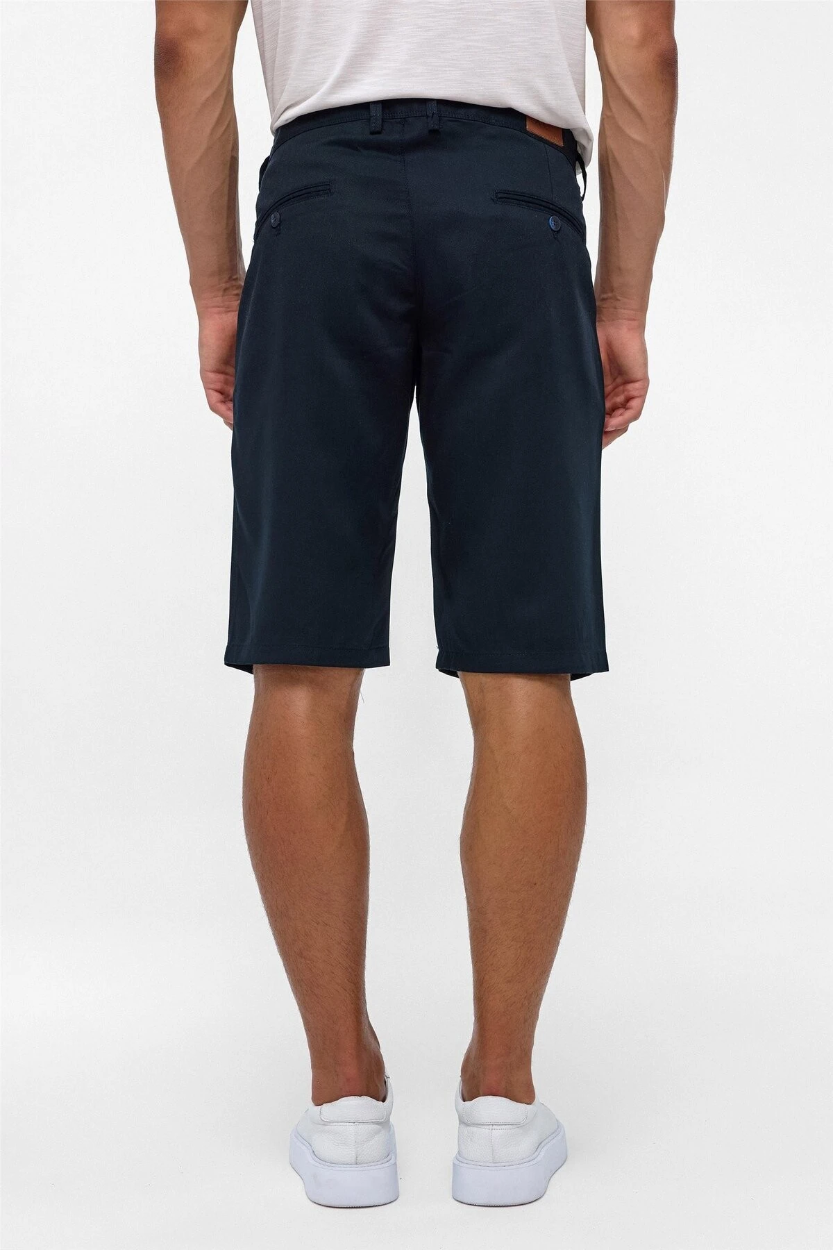 Lacivert Regular Düz Bermuda Şort