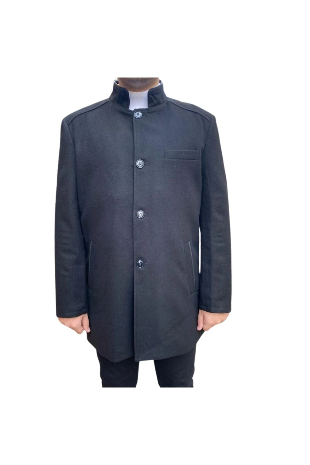 REGULAR FİT PREMİUM YÜN İÇERİKLİ RAHAT KALIP KAŞE KABAN SİYAH