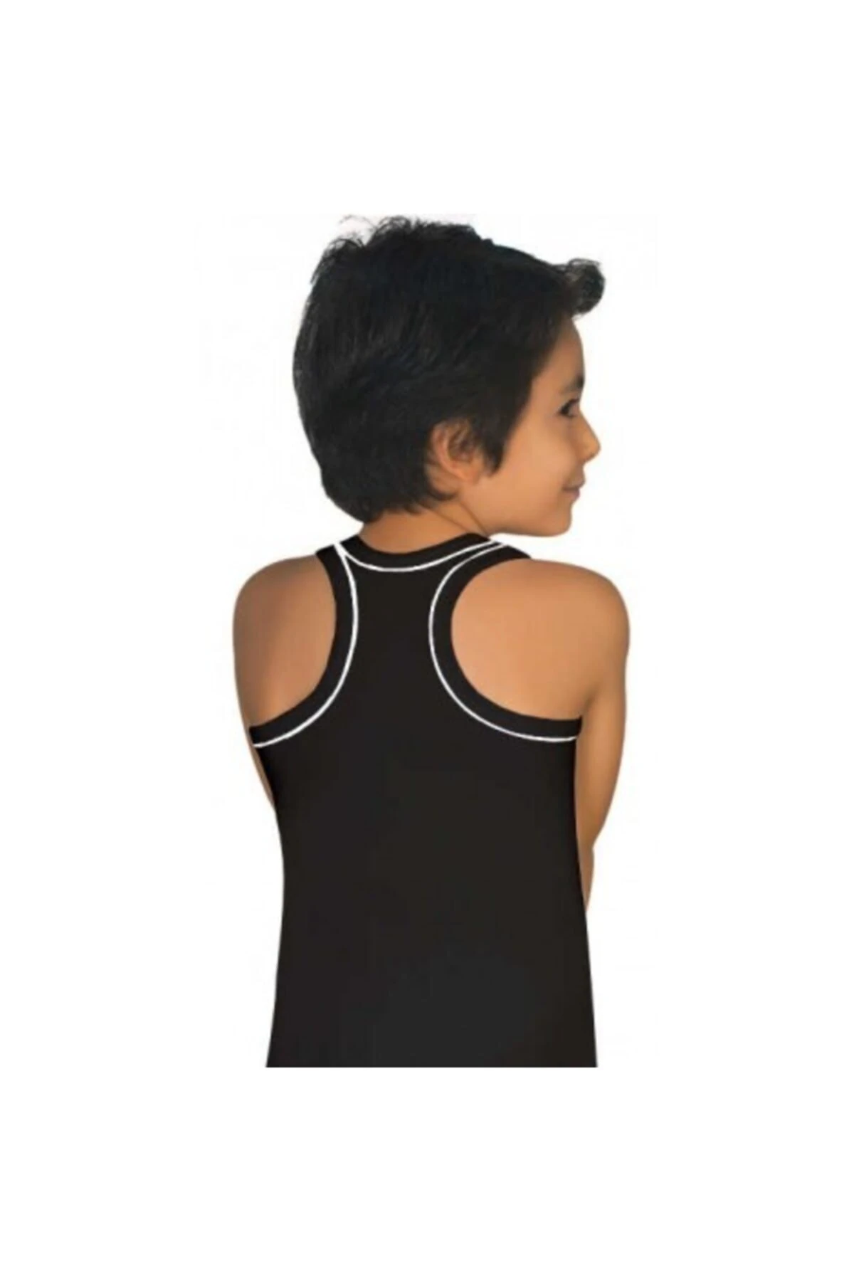 Erkek Çocuk 4 Lü Paket Siyah Pamuklu Ribana Atlet