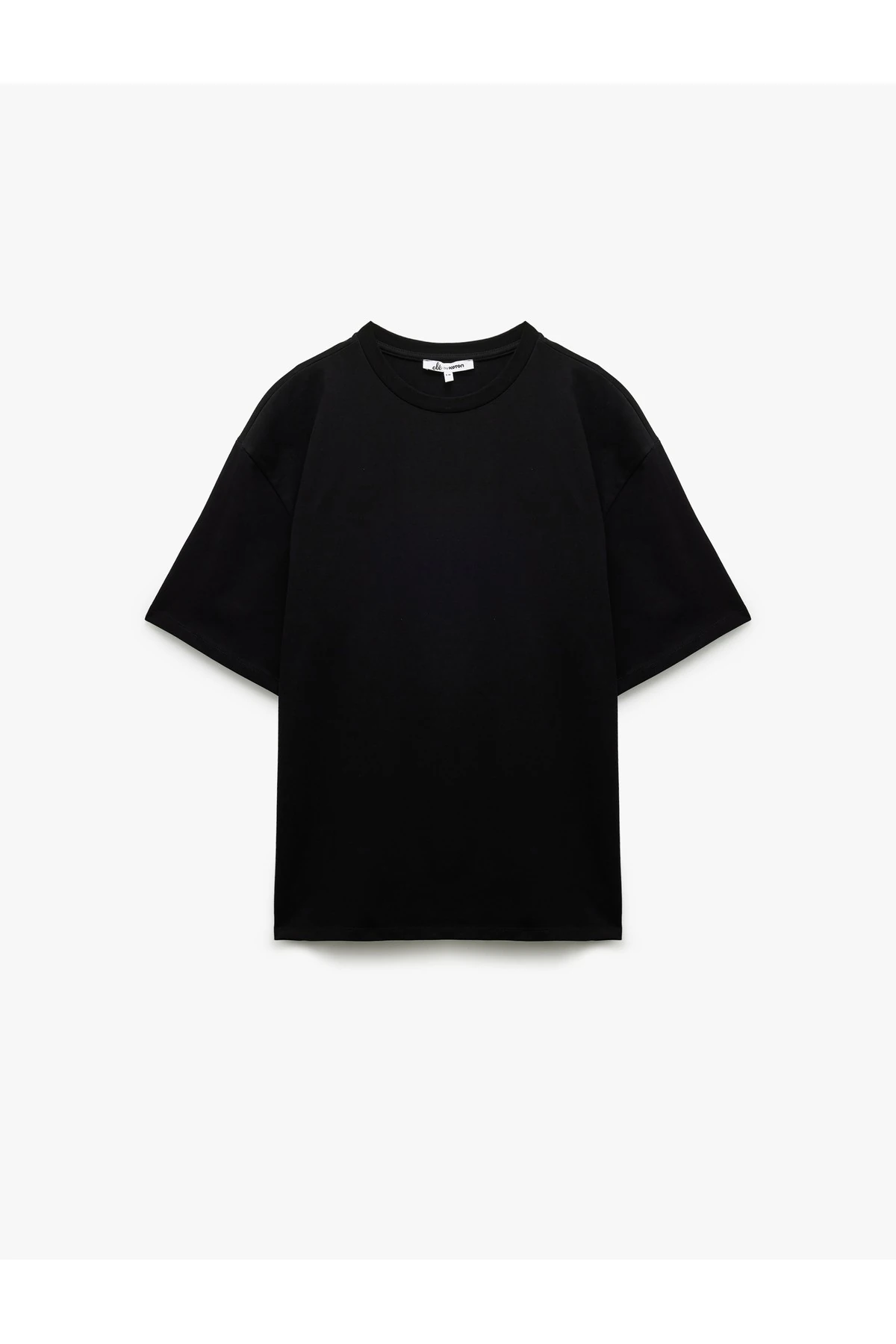 Pamuklu Kısa Kollu Bisiklet Yaka Basic Oversize Tişört