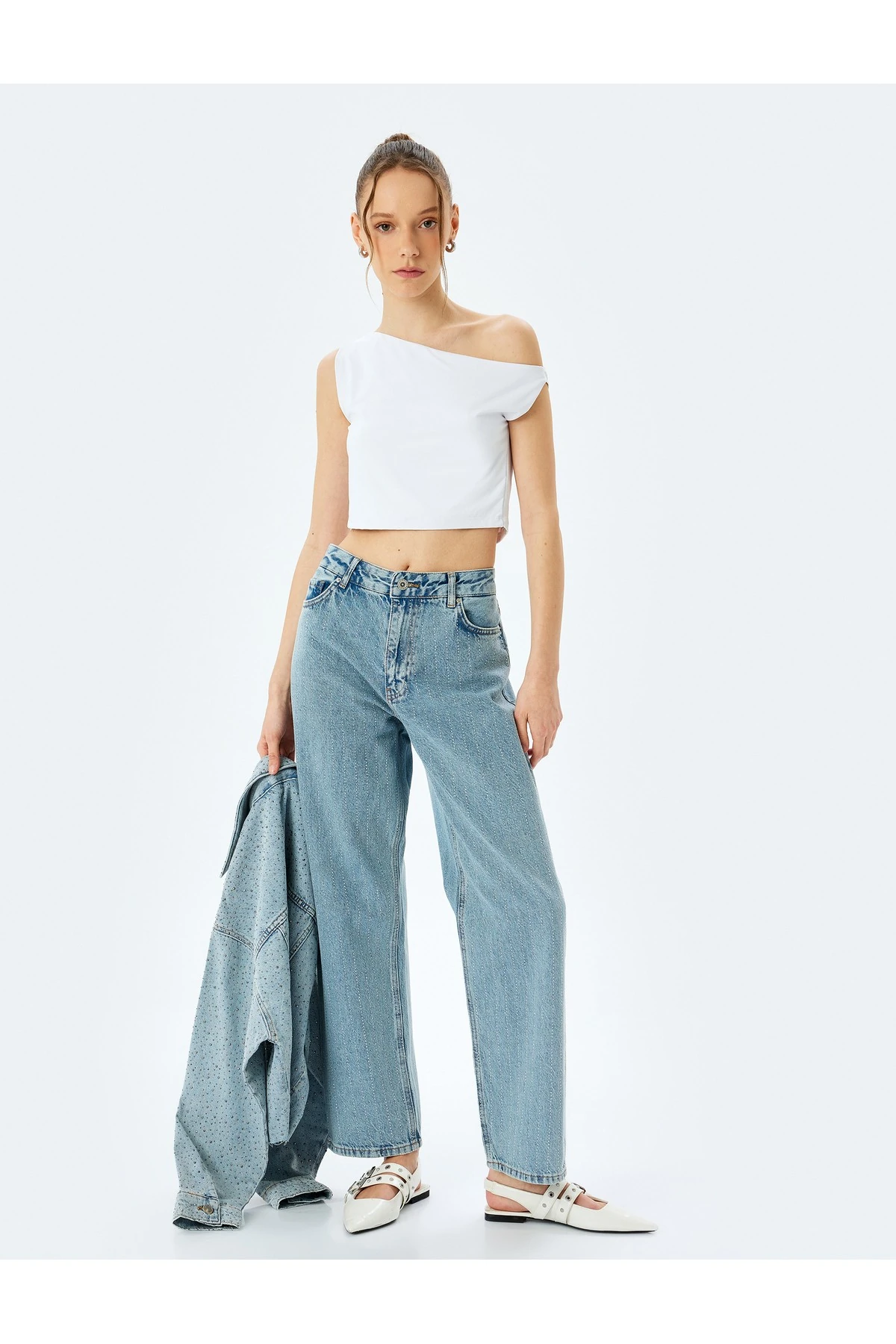 Straight Fit Normal Bel Cepli Kot Pantolon - Straight Jeans