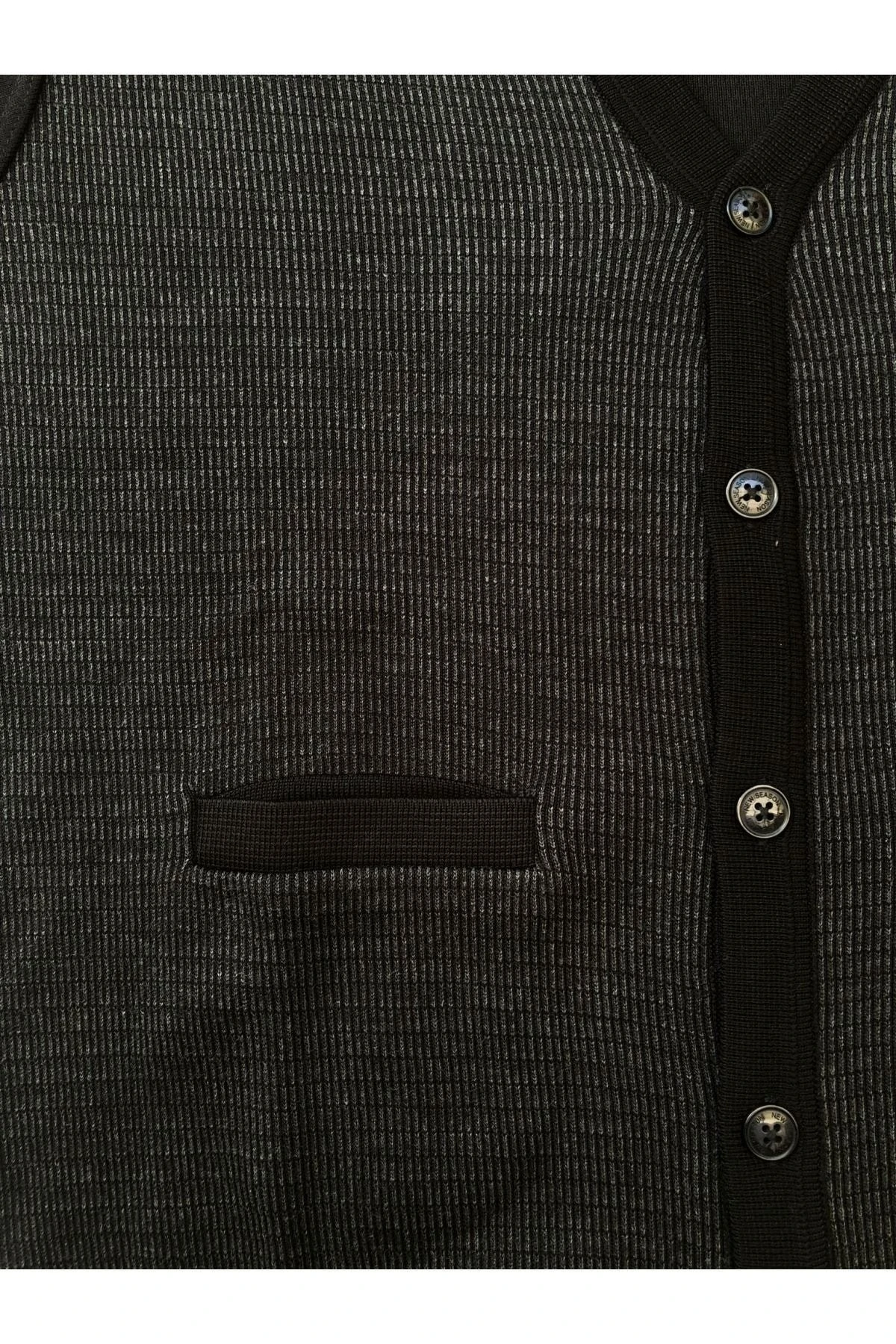 Dvt Çelik Örme Akrilik Düğme Ve Cep Detaylı Hırka Bej