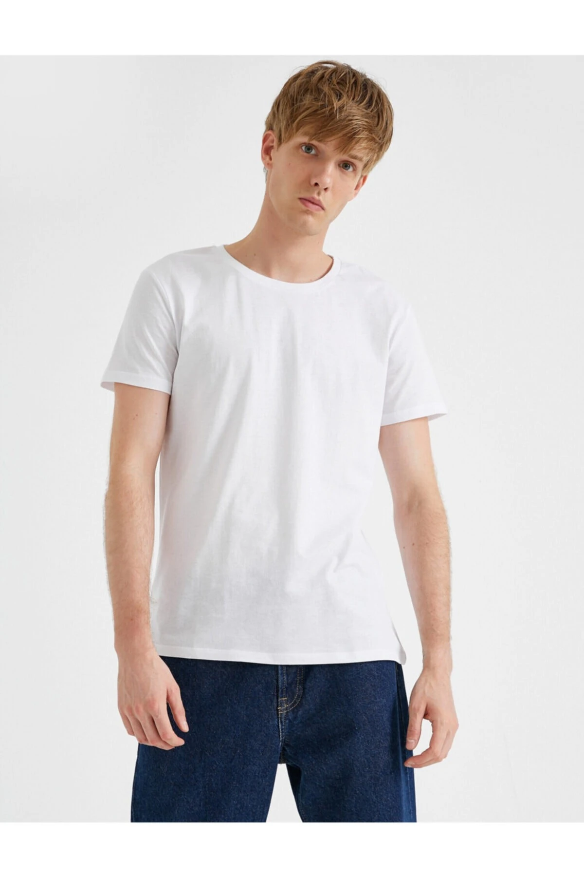 Erkek Bisiklet Yaka Tisört Pamuklu