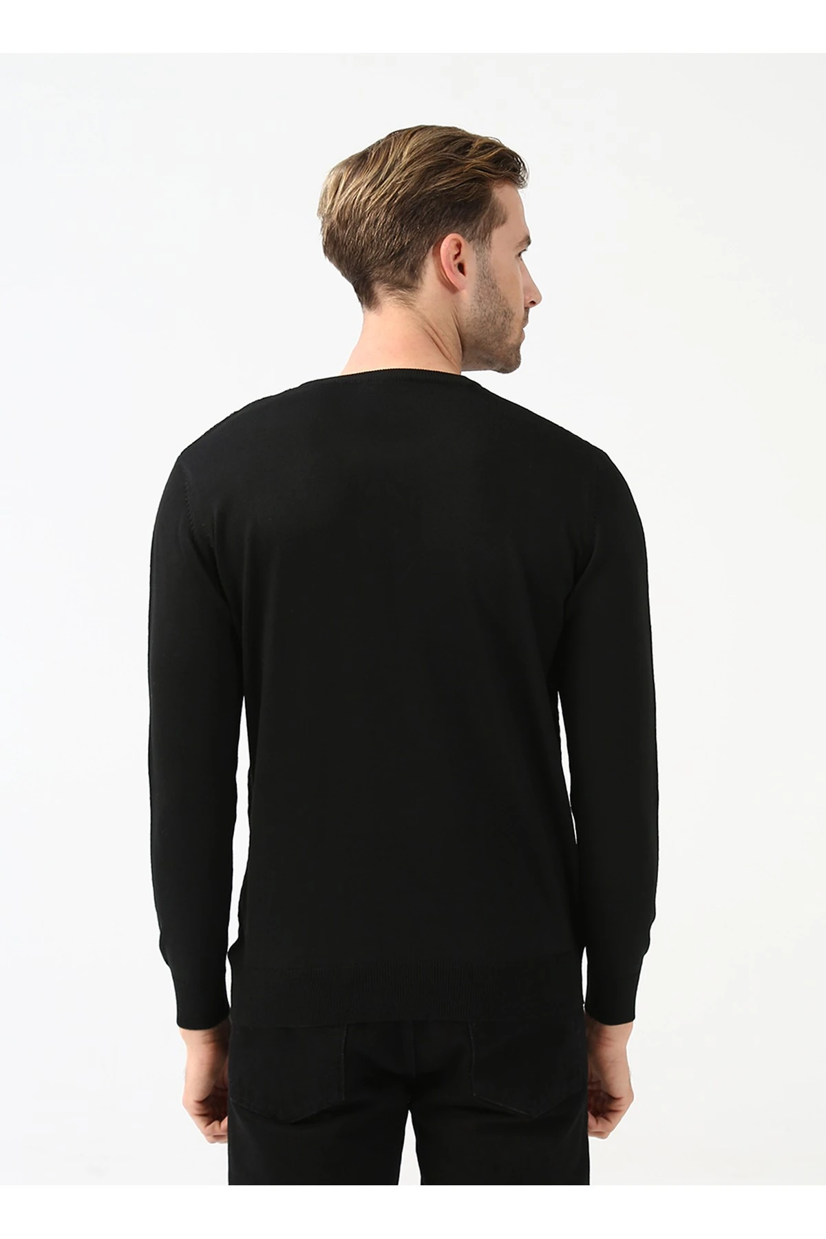 O Yaka Slim Fit Siyah Erkek Kazak TR2013700260