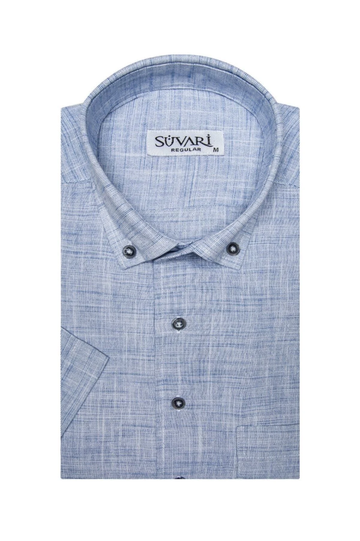 Kısa Kollu Gri Erkek Gömlek Bol Kesim Tam Pamuk