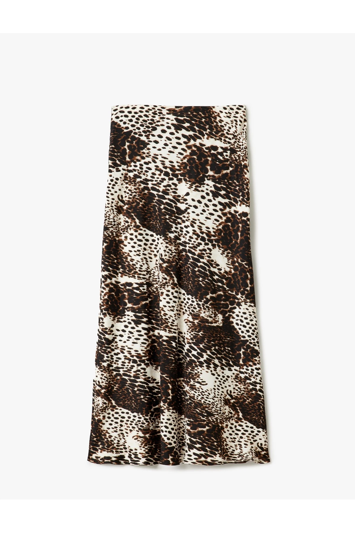 Standart Bel Leopar Desenli Uzun Kloş Saten Etek