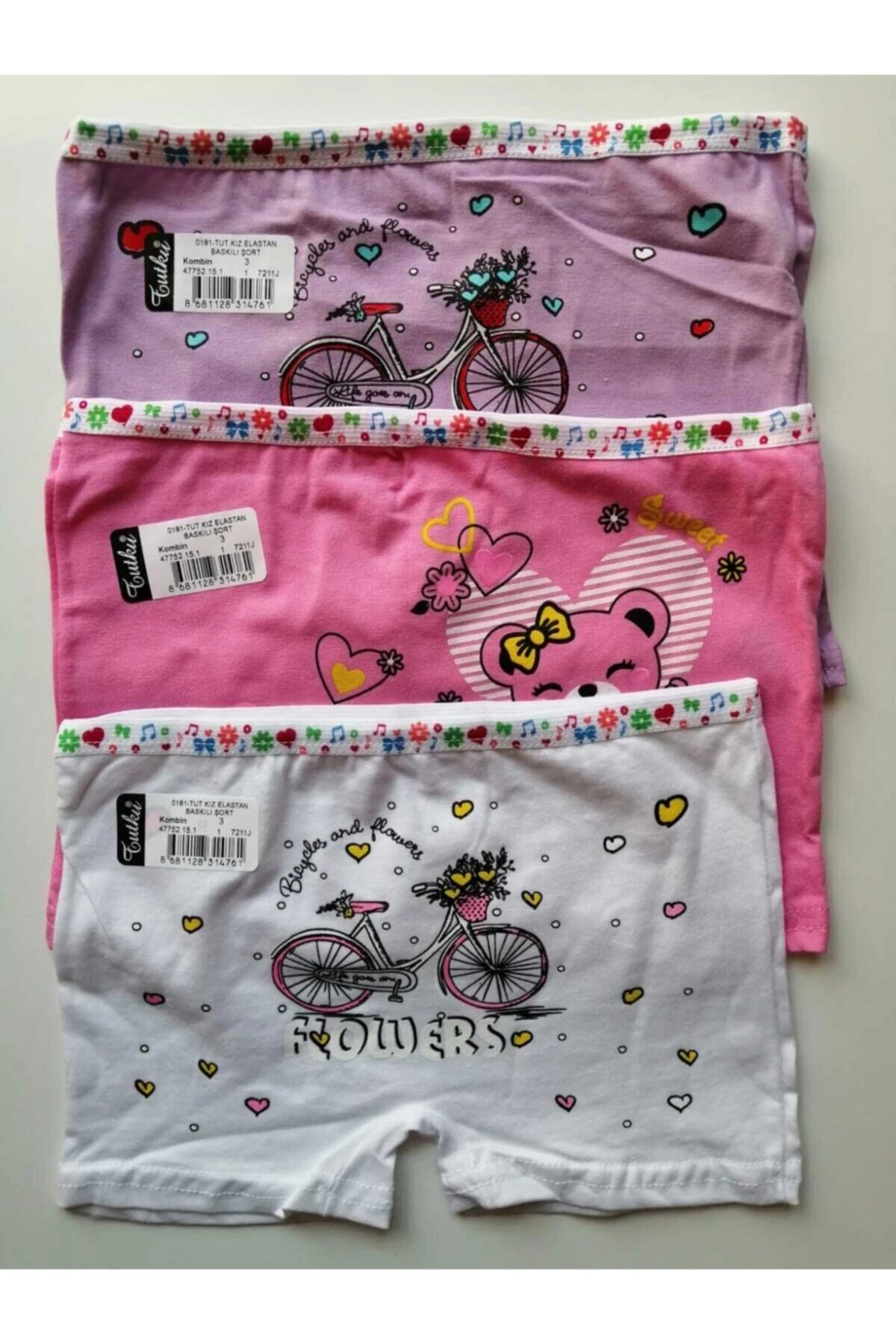 Kız Çocuk Karışık Renk Boxer 3 Lü