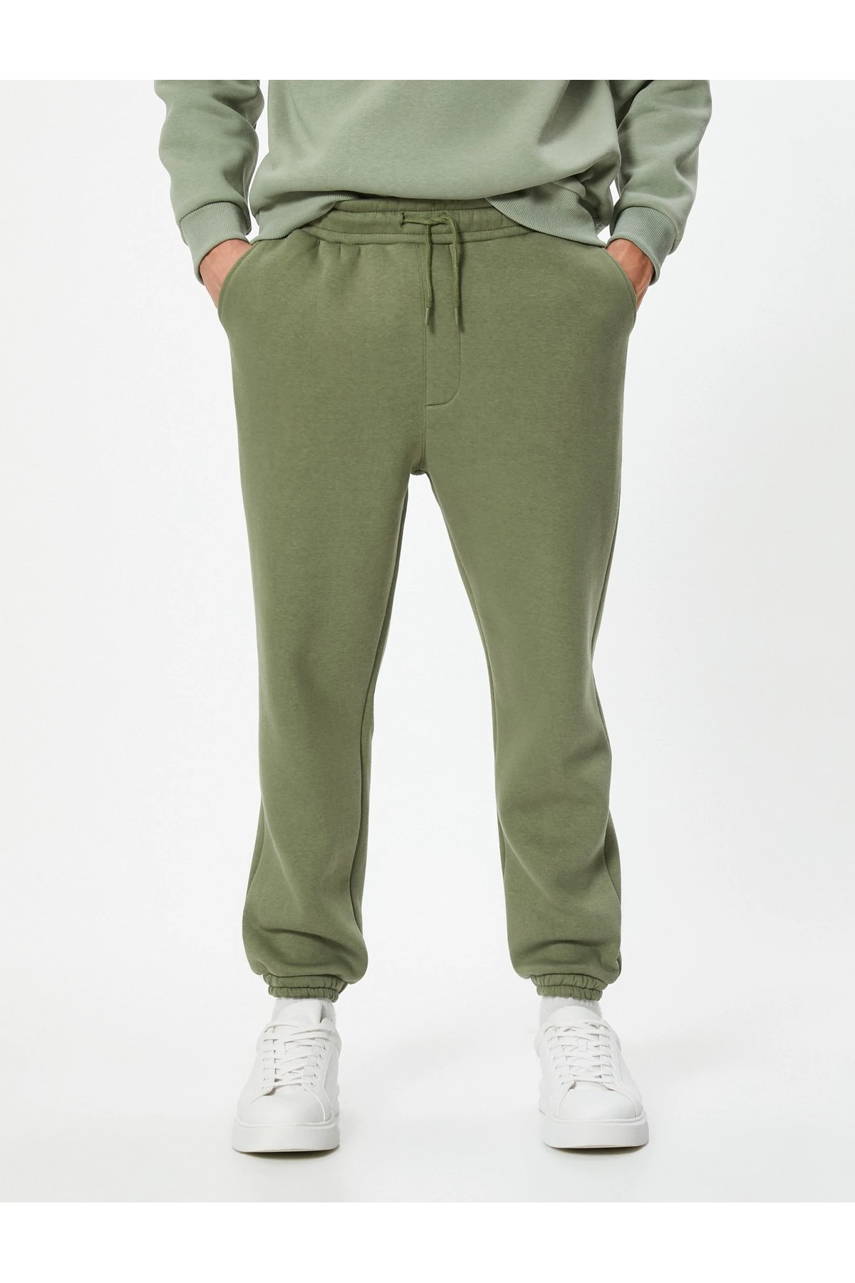 Beli Bağcıklı Cep Detaylı Şardonlu Jogger Kışlık Eşofman Altı