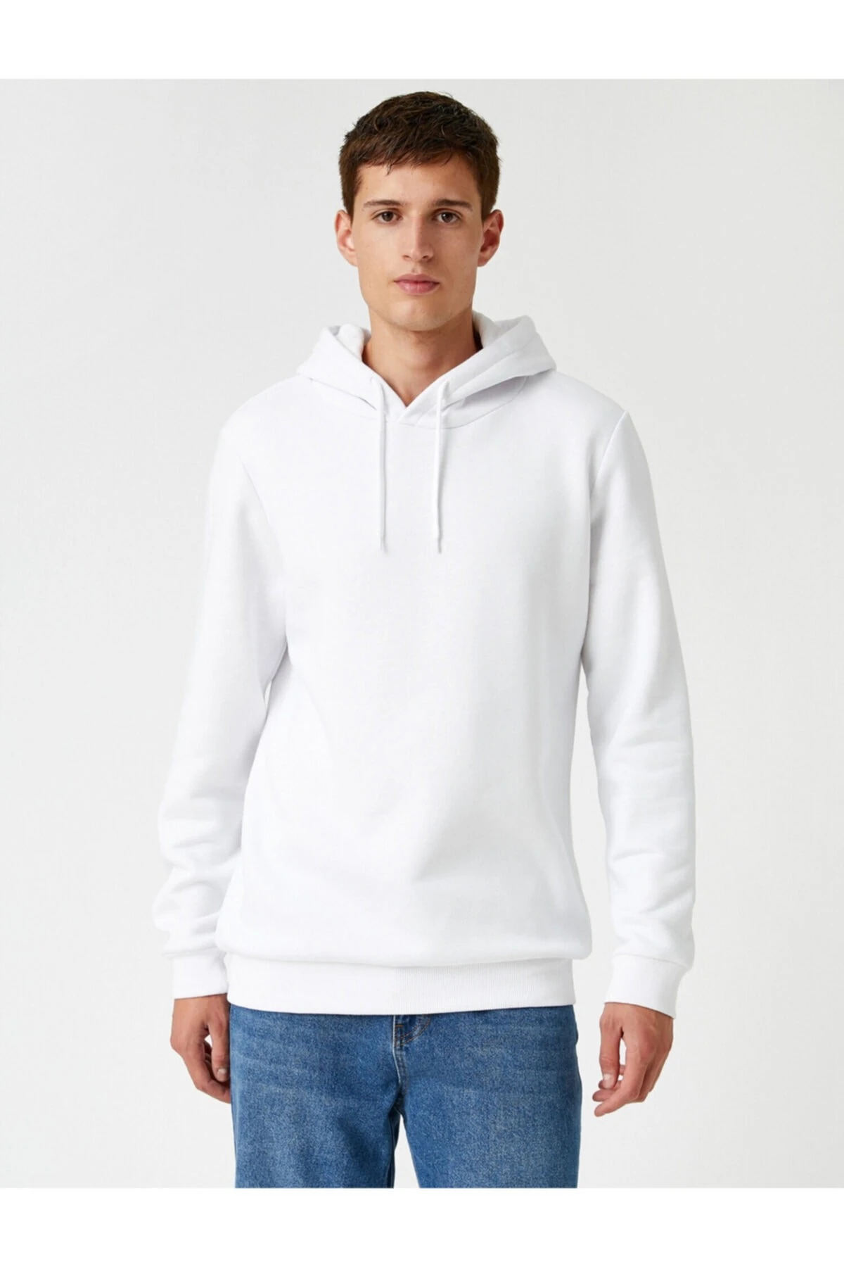 Erkek Deve Tüyü Basic Sweatshirt Kapüşonlu