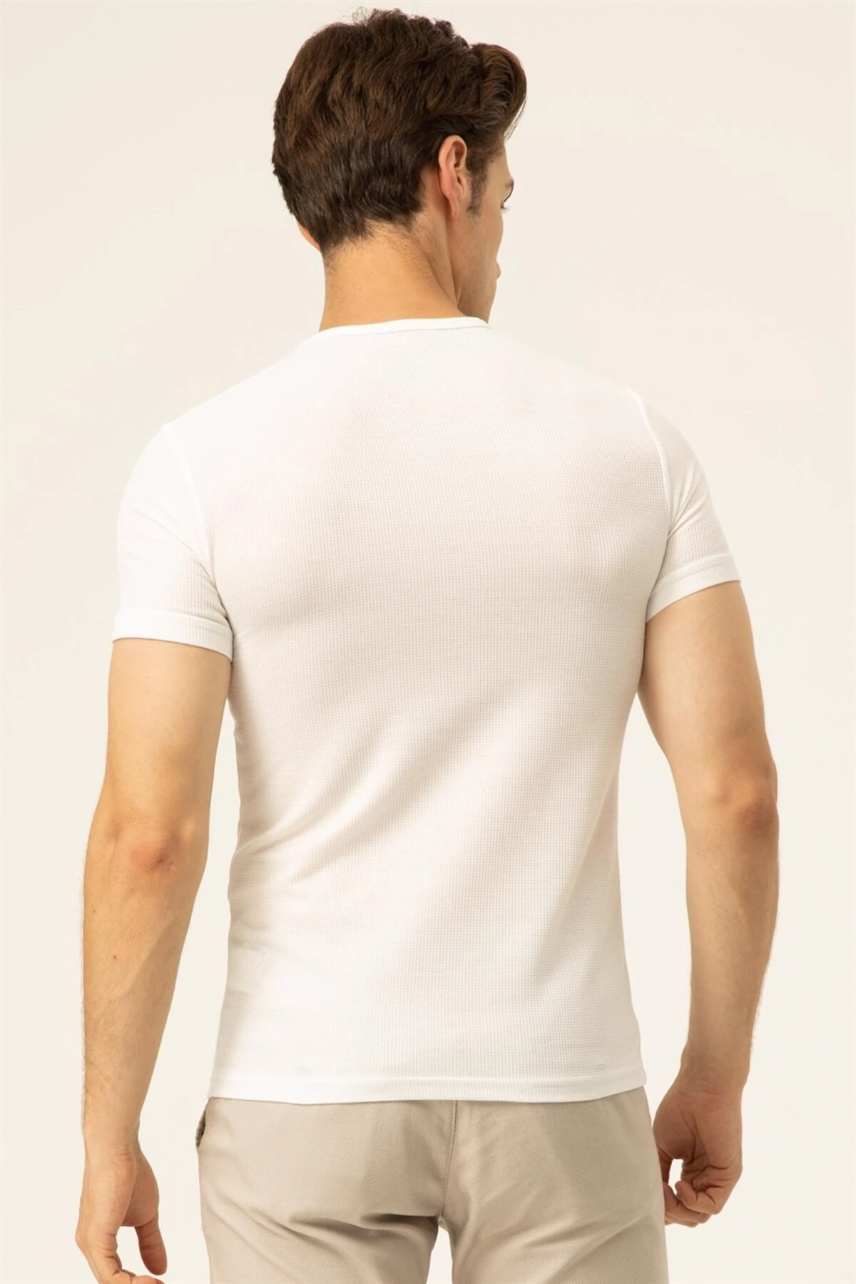 Süvari Slim Fit Waffle Desenli O Yaka Siyah Tshirt