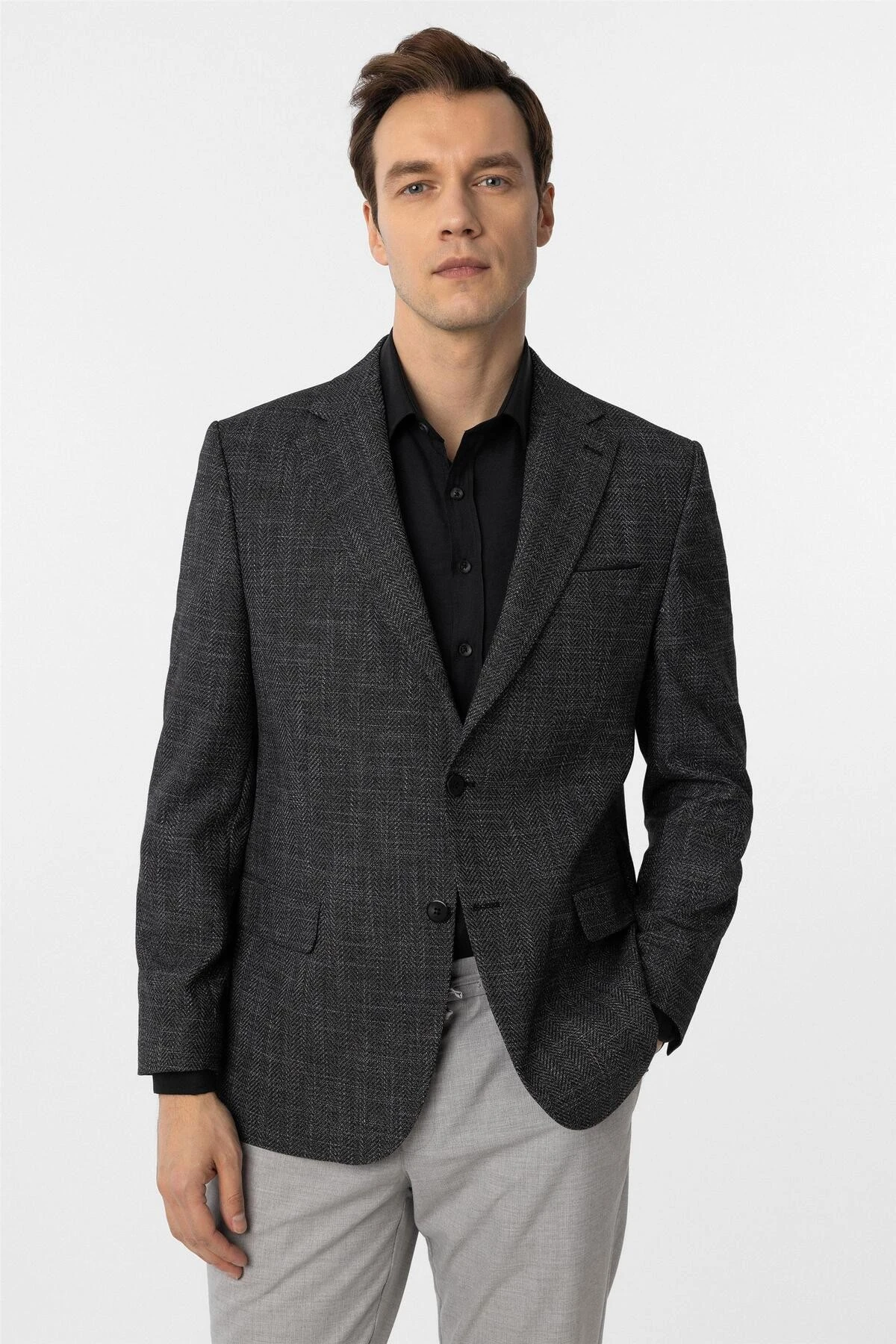 Süvari Bol Kesim 4 Drop Siyah Erkek Tek Ceket