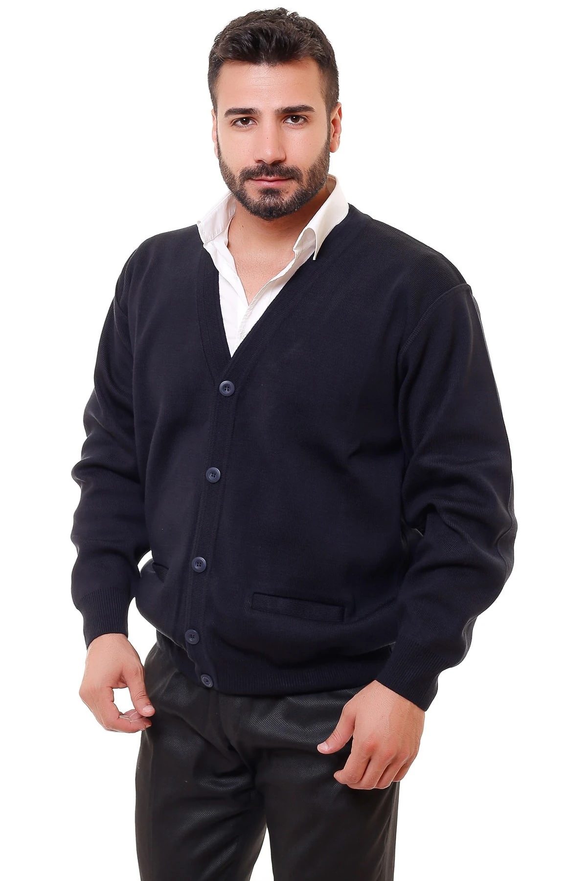 Düğmeli Çelik Örgü Erkek Hırka