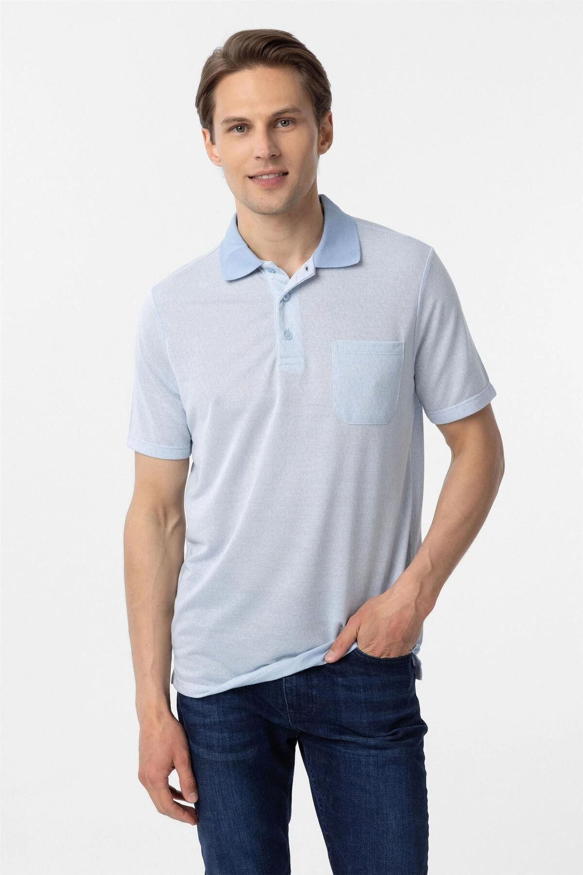 Mavi Regular Armürlü Polo Yaka Tişört