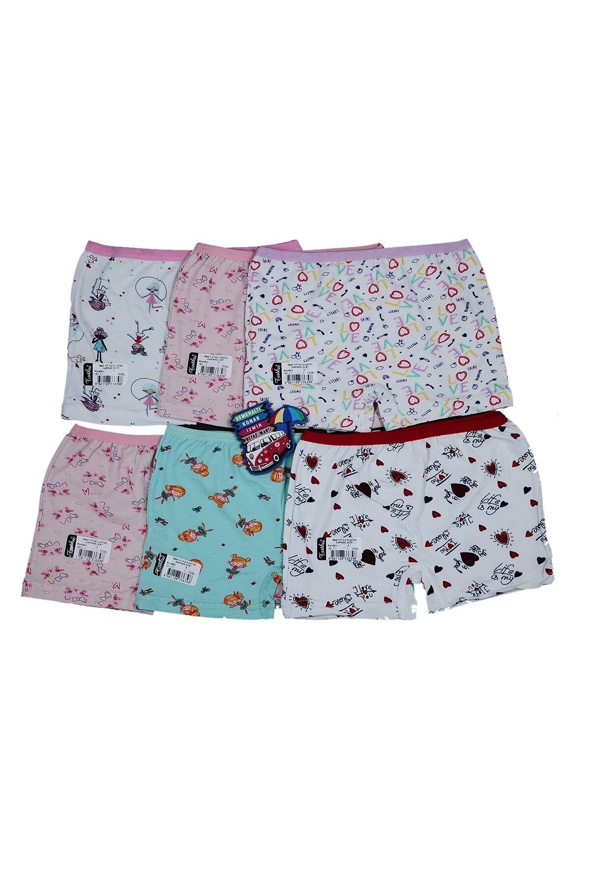 Kız Elastan Empirme Boxer (6 Adet)