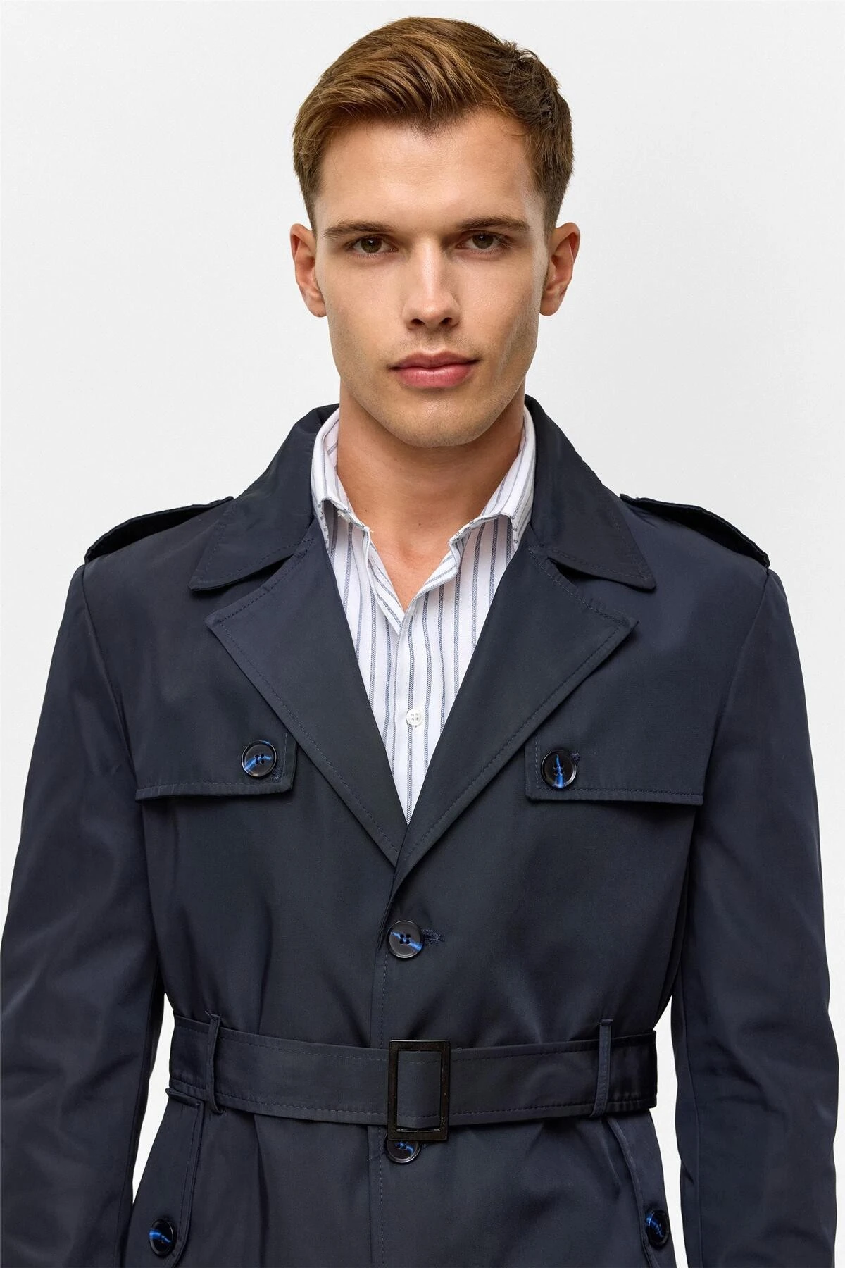 Lacivert Slim Düz Mont