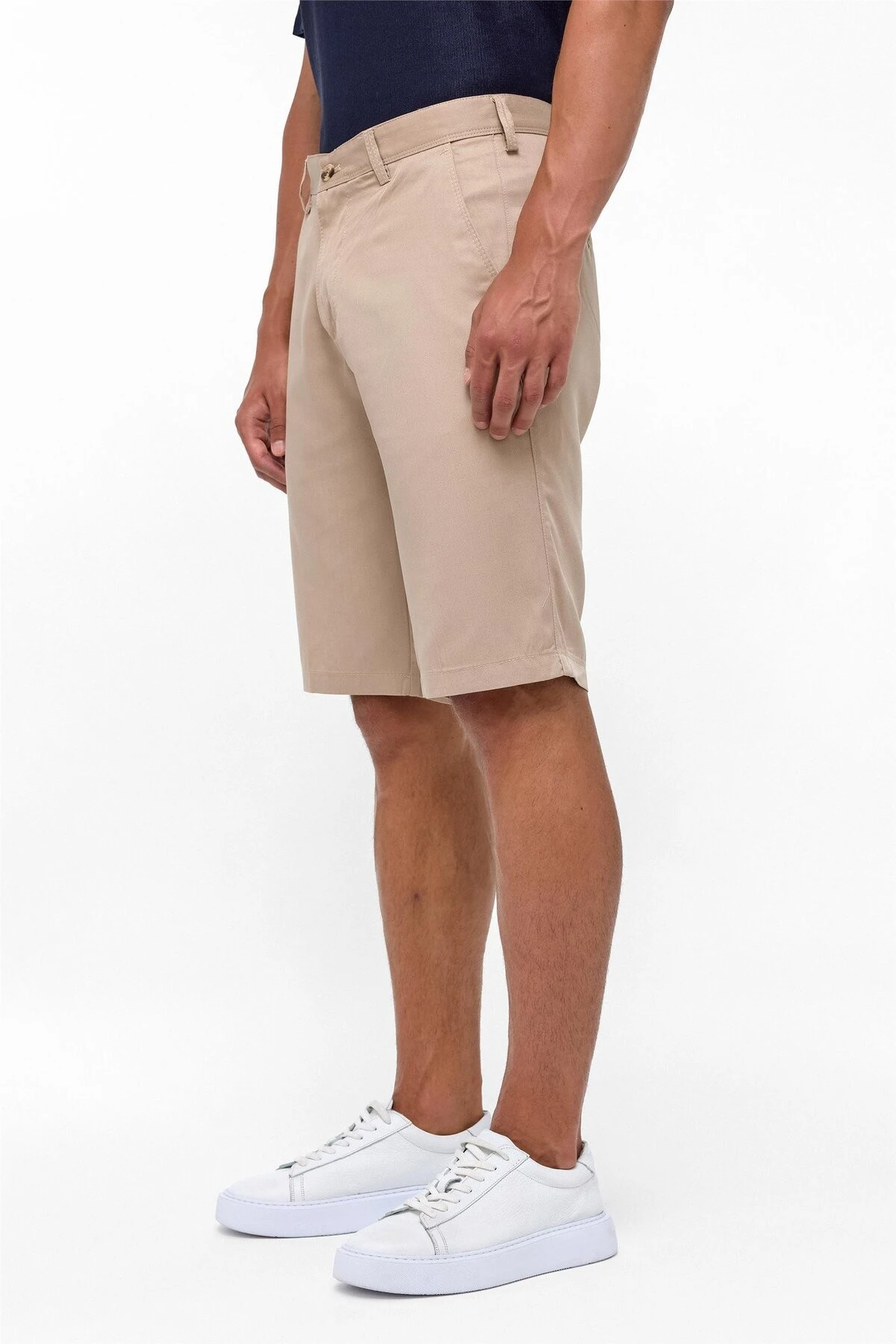 Lacivert Regular Düz Bermuda Şort