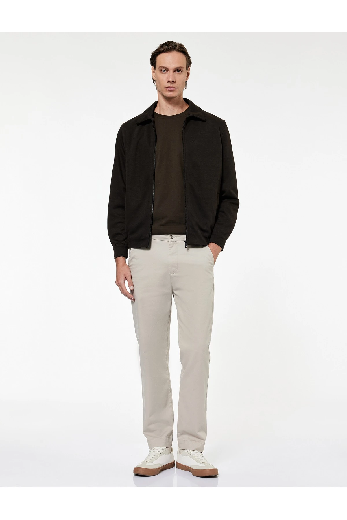 Viskon Karışımlı Cep Detaylı Fermuarlı Gömlek Yaka Mevsimlik Ceket