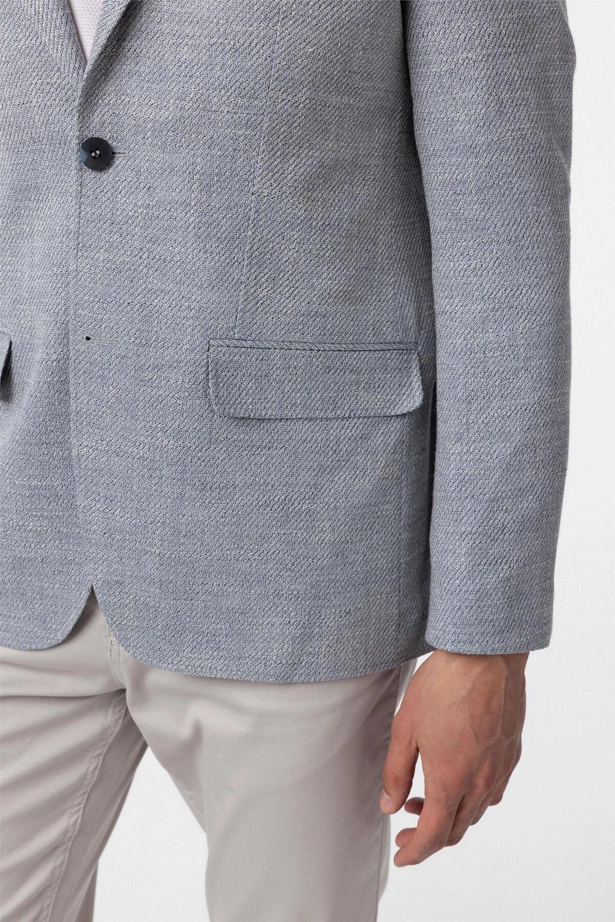 Mavi Slim Fit Düz Mono Yaka 6 Drop Ceket