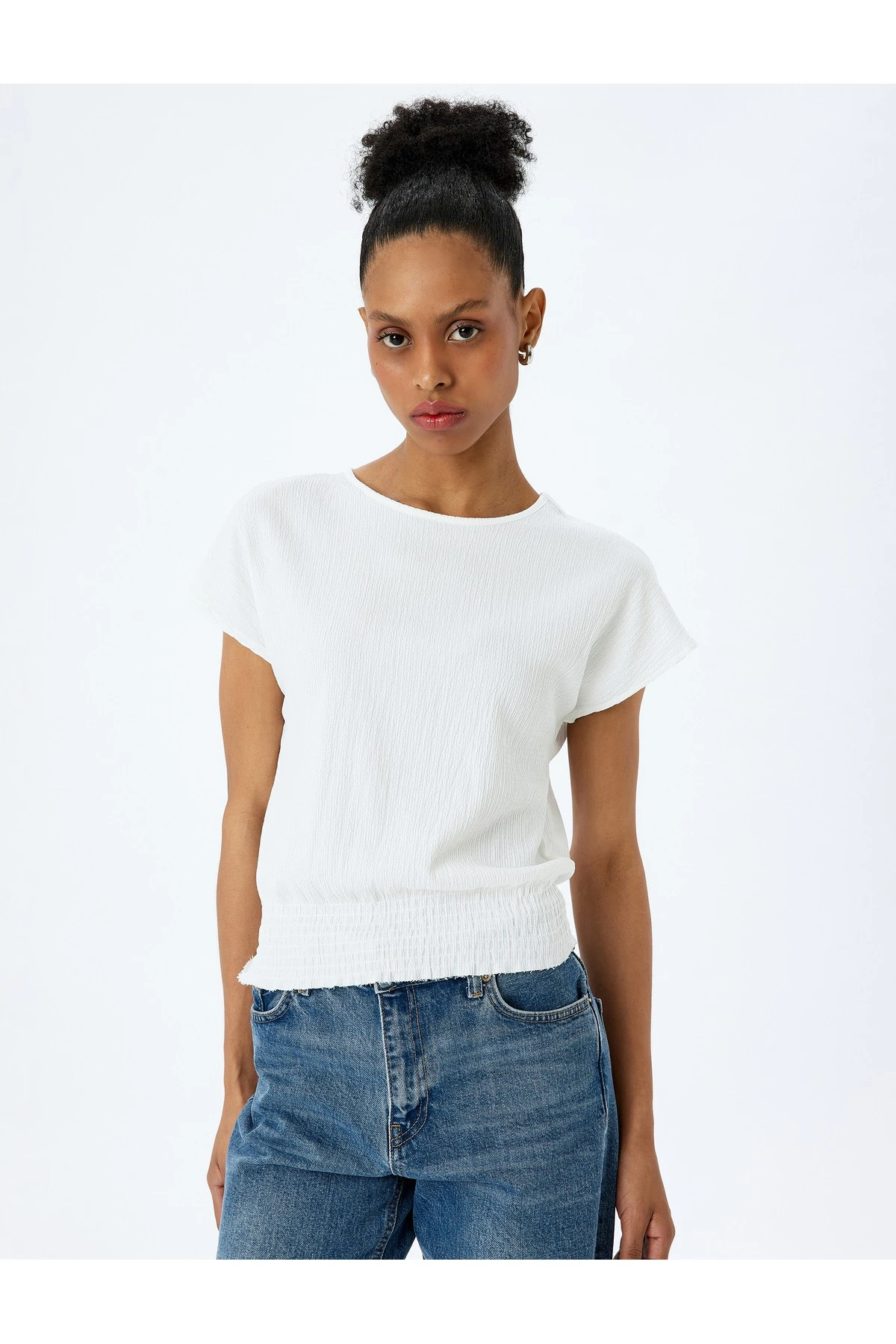 Gipeli Kısa Kollu Bisiklet Yaka Bluz