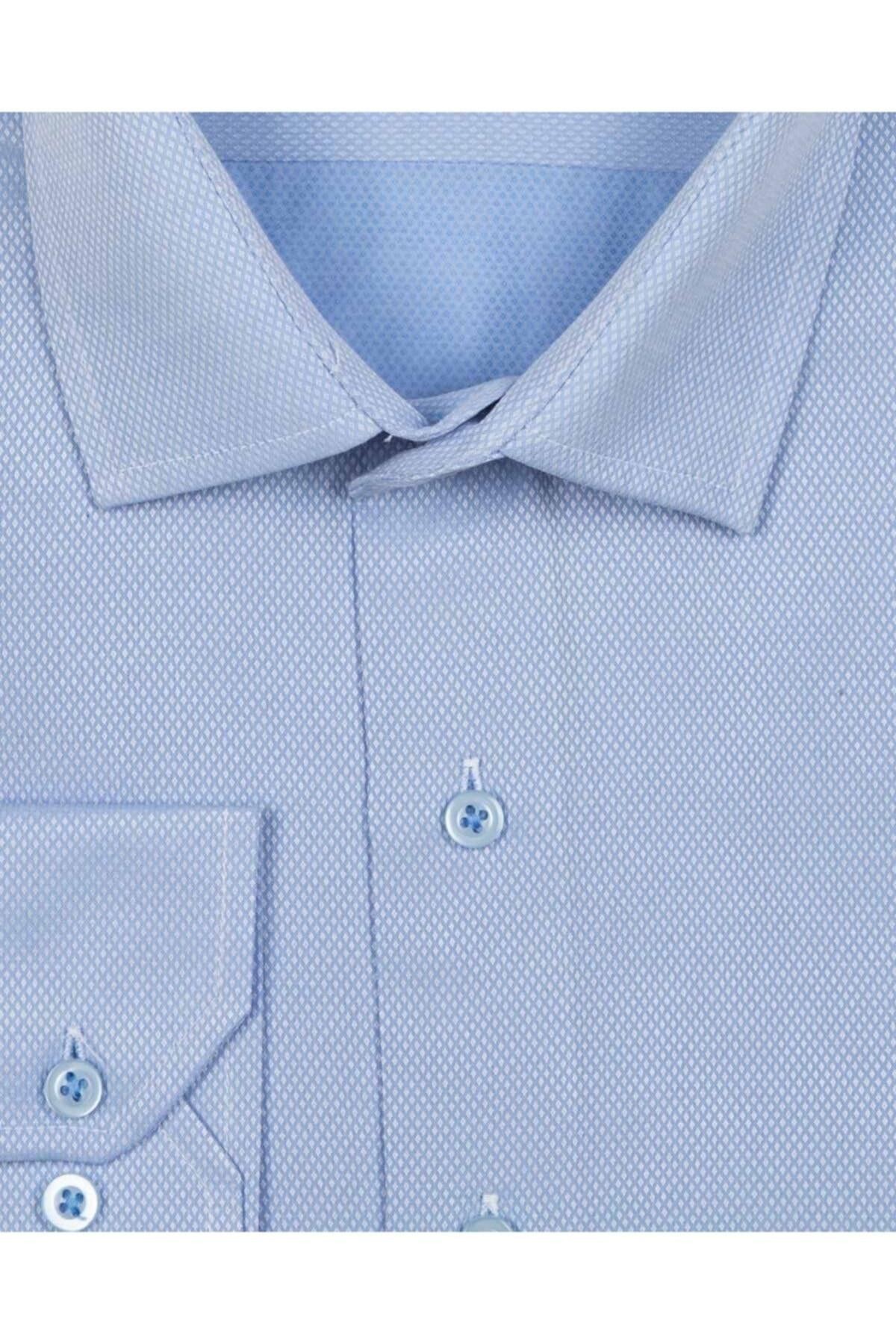 Slim Fit Armür Desenli Erkek Gömlek