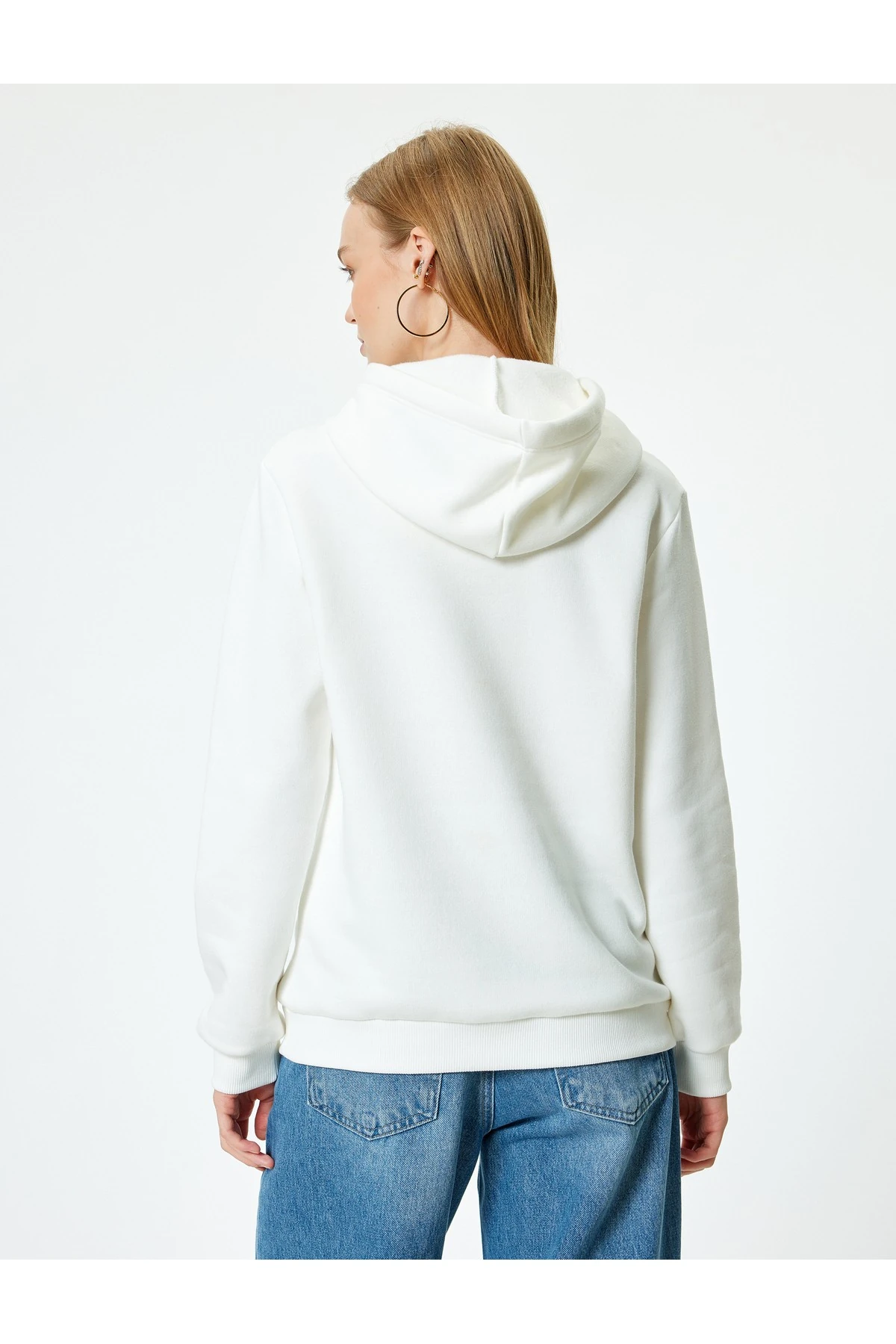 Şardonlu Basic Kapüşonlu Sweatshirt Kanguru Cepli Uzun Kollu