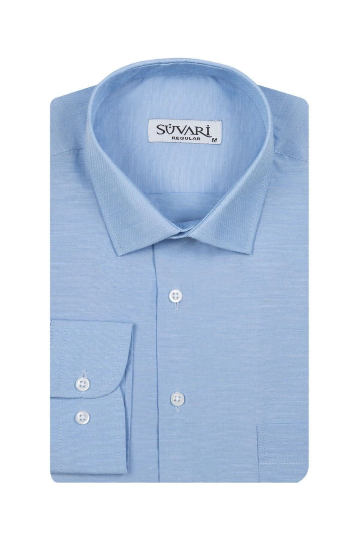 Süvari Flafil Açık Mavi Bol Kesim Erkek Gömlek