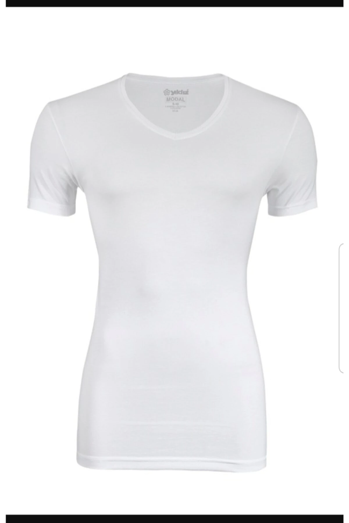 Erkek Beyaz 150 Modal V Yaka Kısa Kol Erkek T-shirt