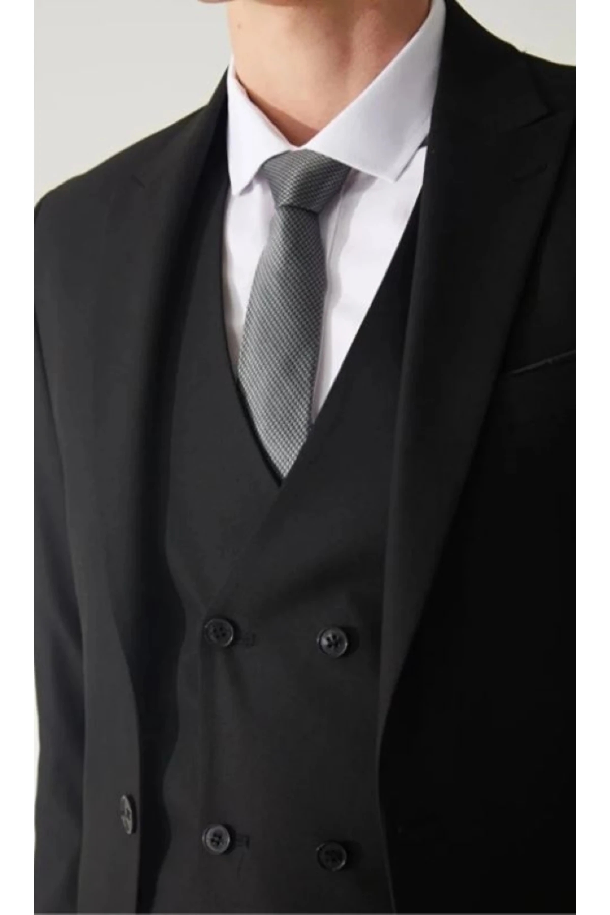 DÜZ SİYAH KRUVAZE TEK TAKIM ELBİSE YELEĞİ