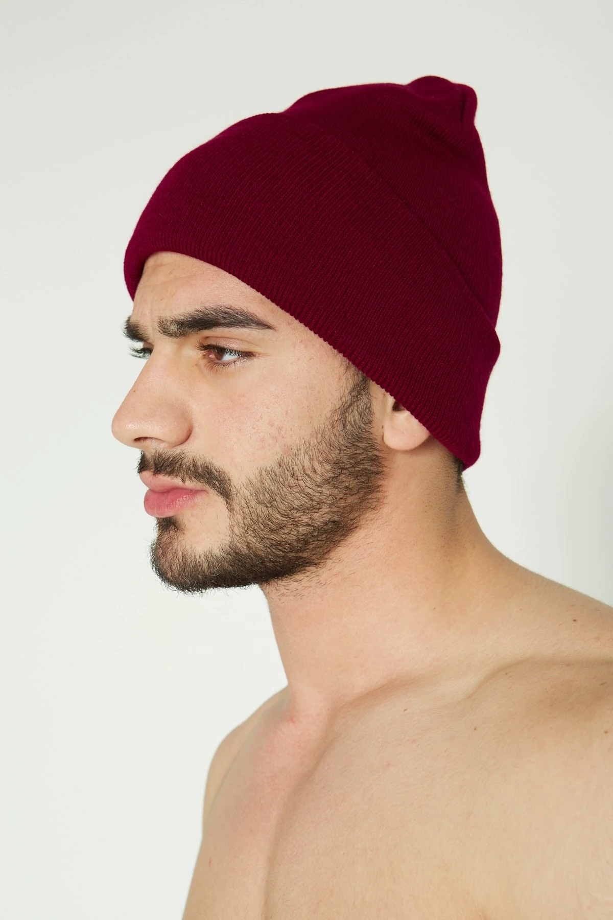 Unisex Bordo Katlamalı Bere