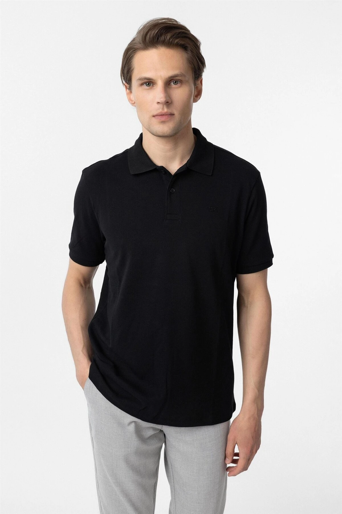 Haki Regular Düz Polo Yaka Tişört