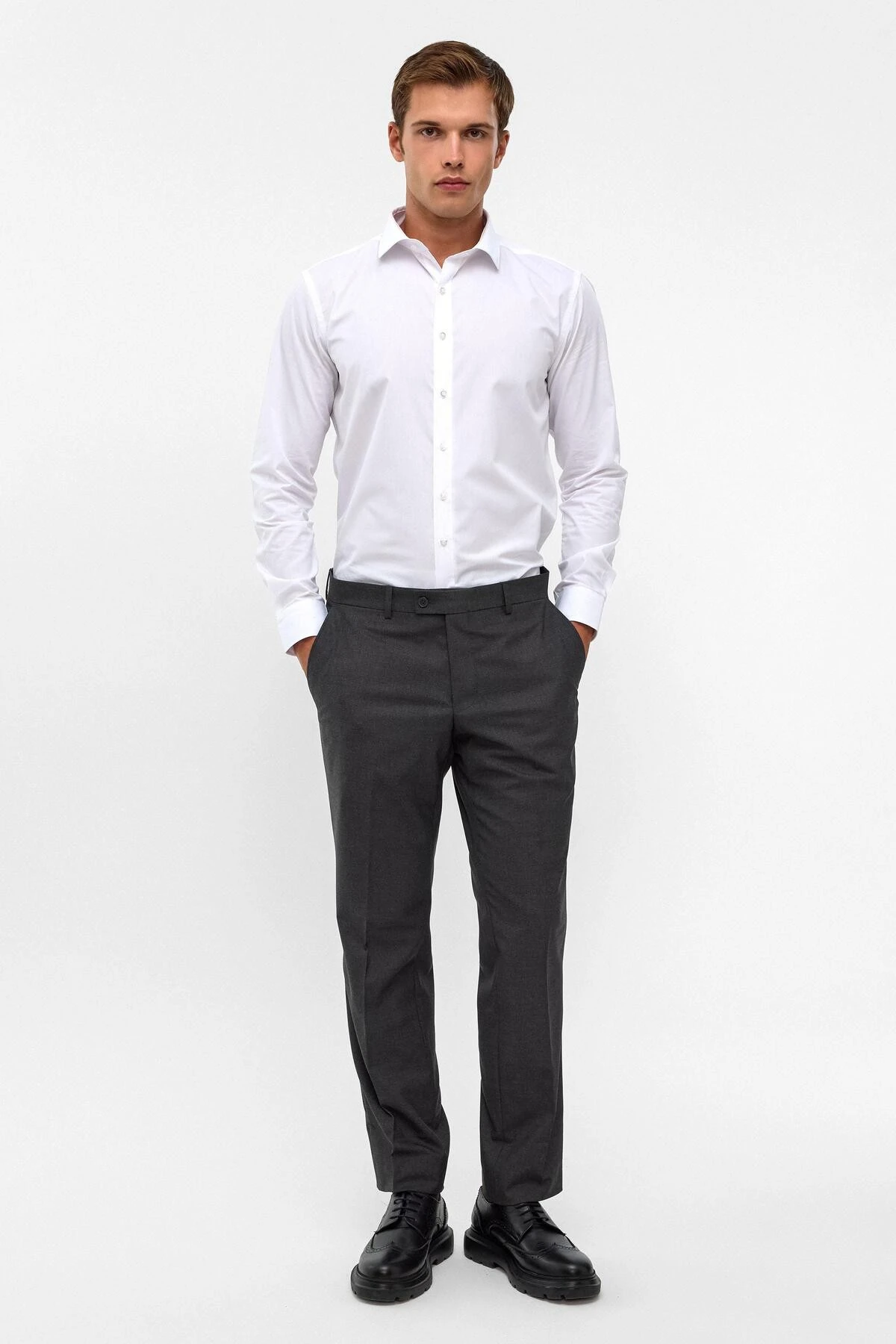 Antrasit Regular Düz Pantolon