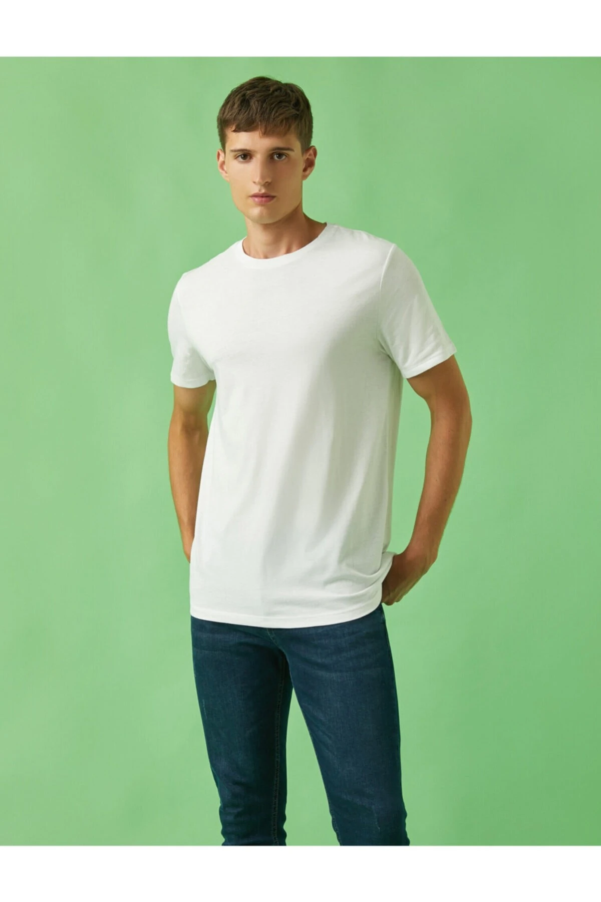Erkek Bisiklet Yaka Tisört Pamuklu