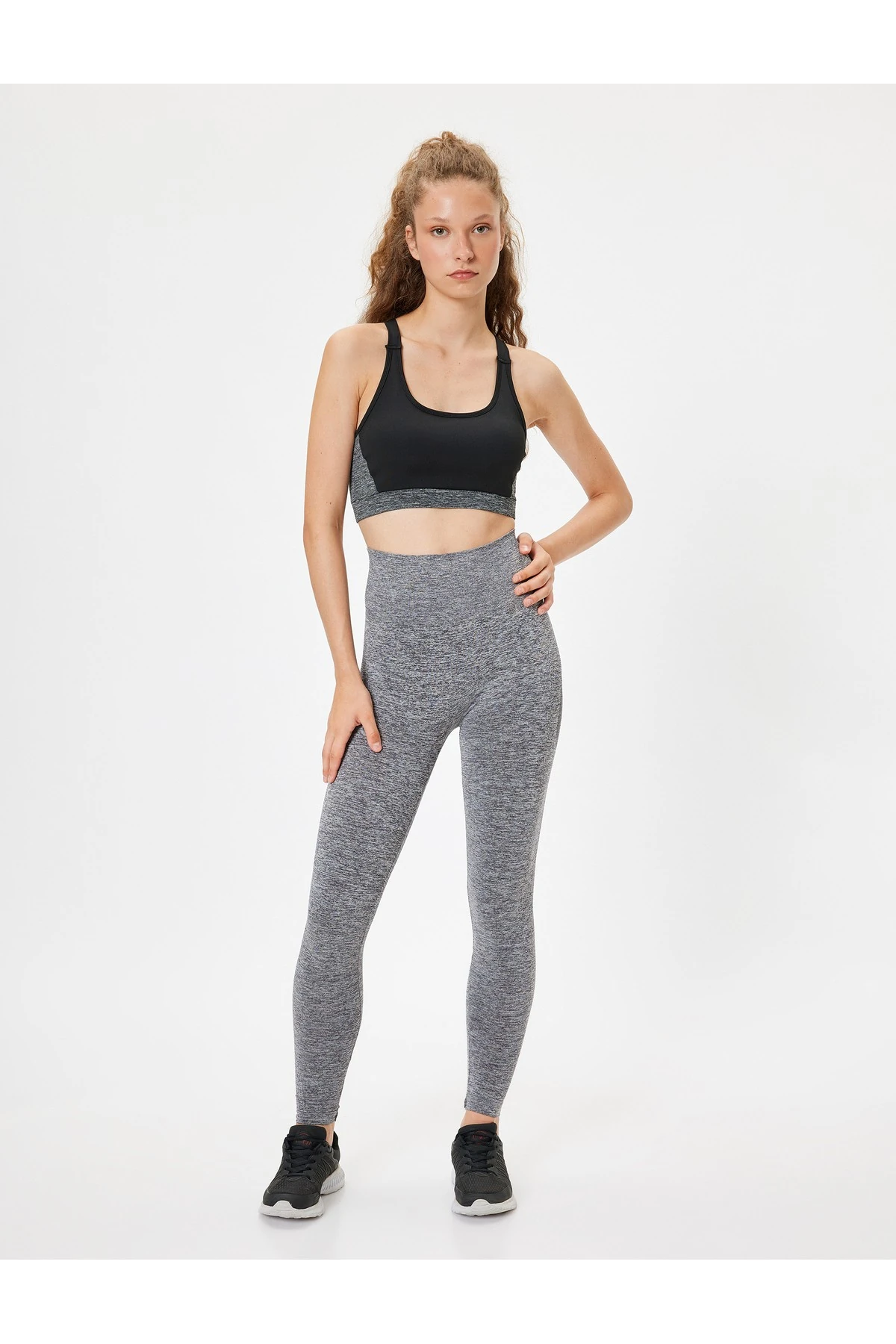 Dikişsiz Tayt Spor Yüksek Bel Tül Detaylı Kırçıllı Slim Fit