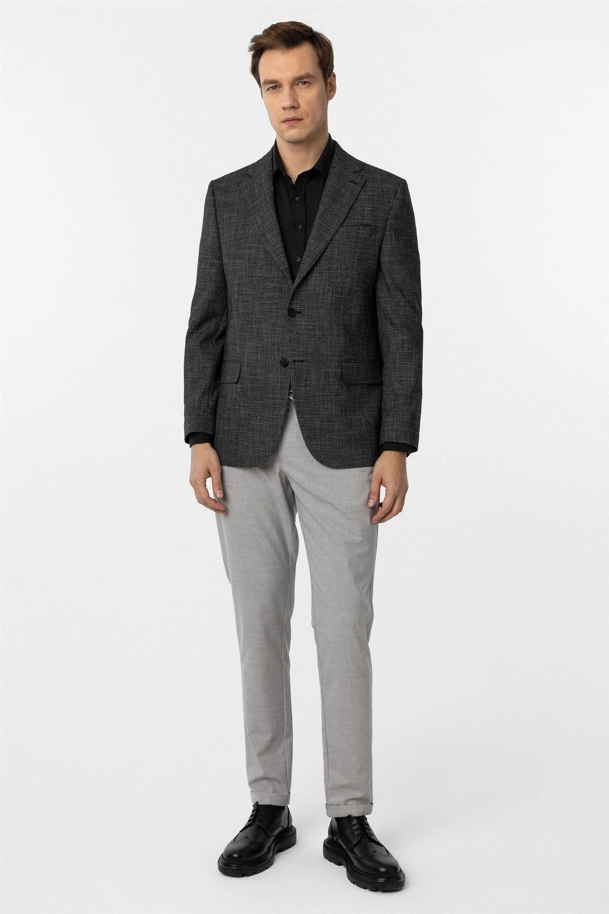 Süvari Bol Kesim 4 Drop Siyah Erkek Tek Ceket