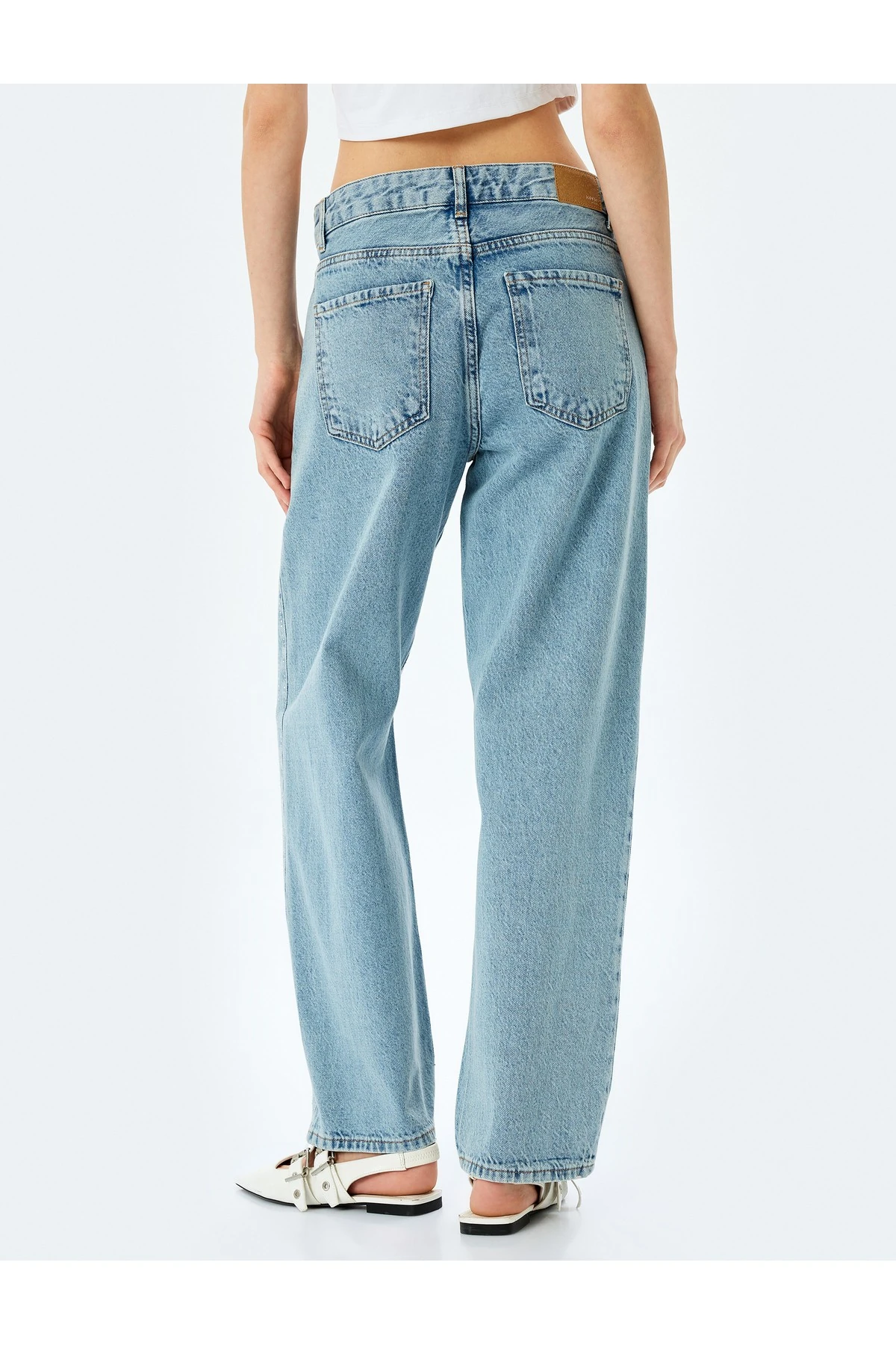 Straight Fit Normal Bel Cepli Kot Pantolon - Straight Jeans