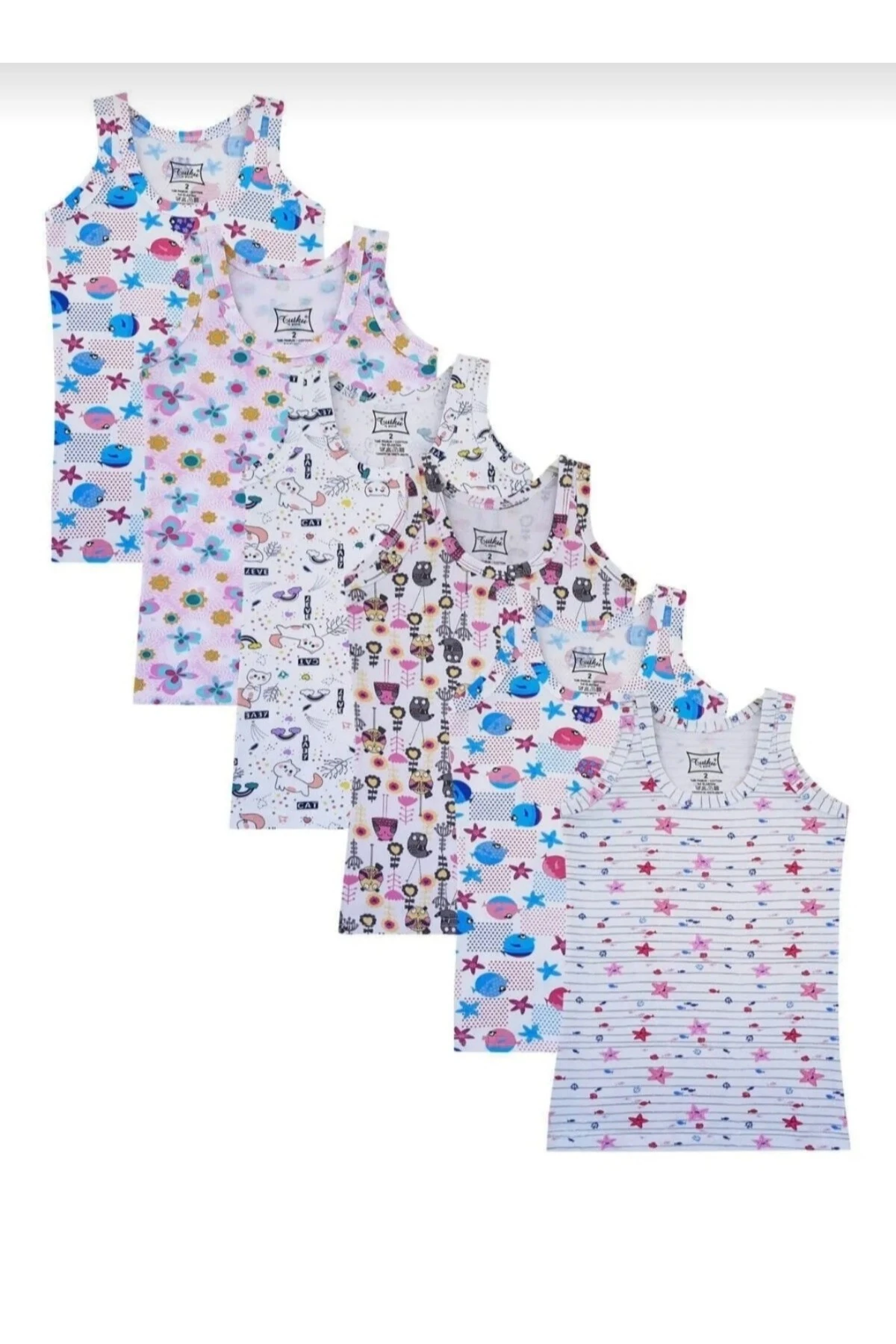 Kız Çocuk 6'lı Desenli Atlet