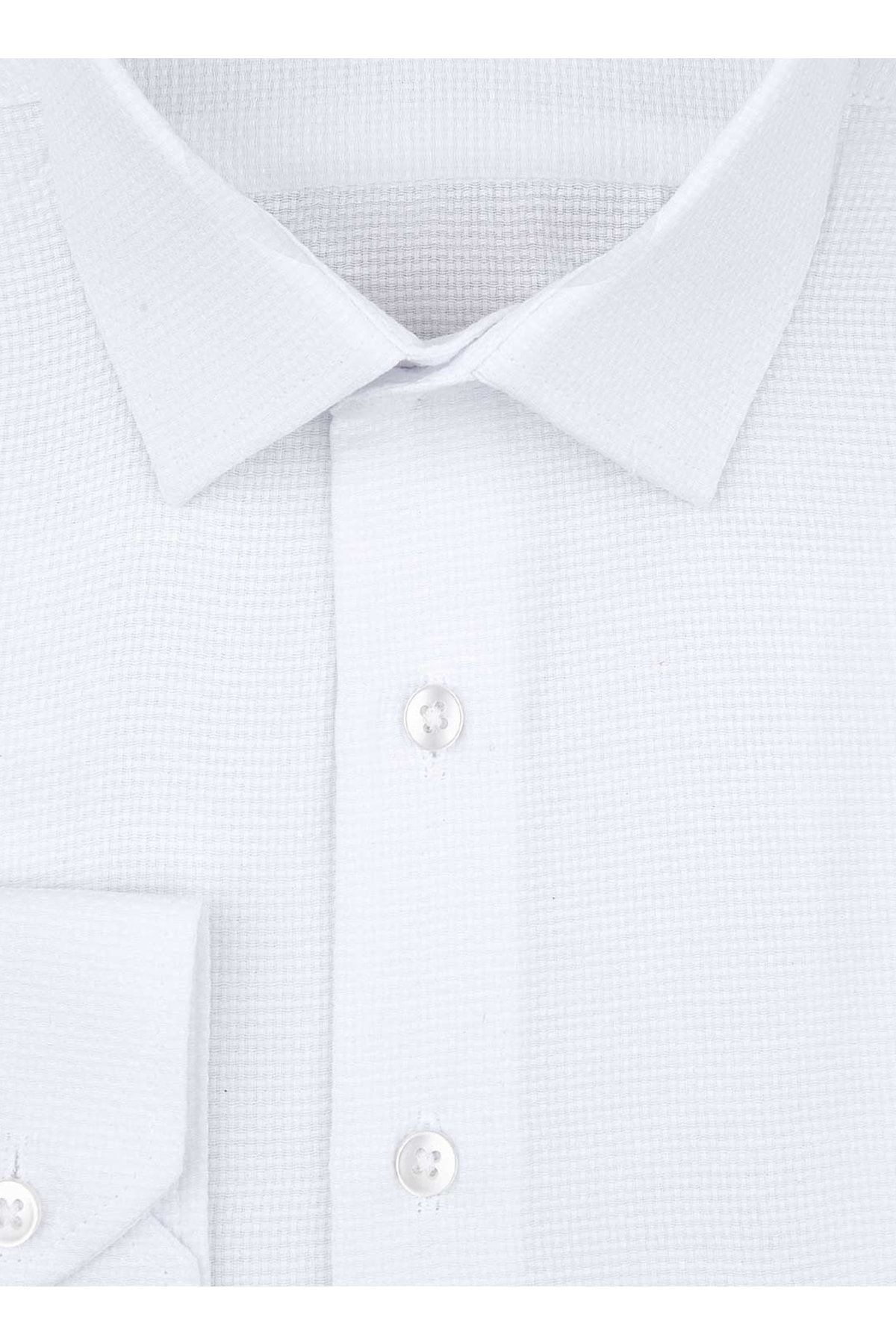 </b> Gm2025000187 Klasik Yaka Regular Fit Armürlü Mavi Erkek Gömlek