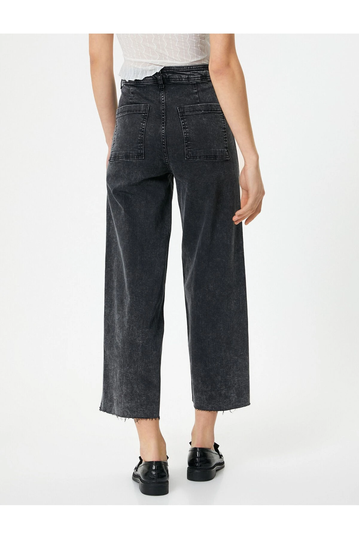 Geniş Kısa Paça Kot Pantolon Yüksek Bel - Sandra Jeans