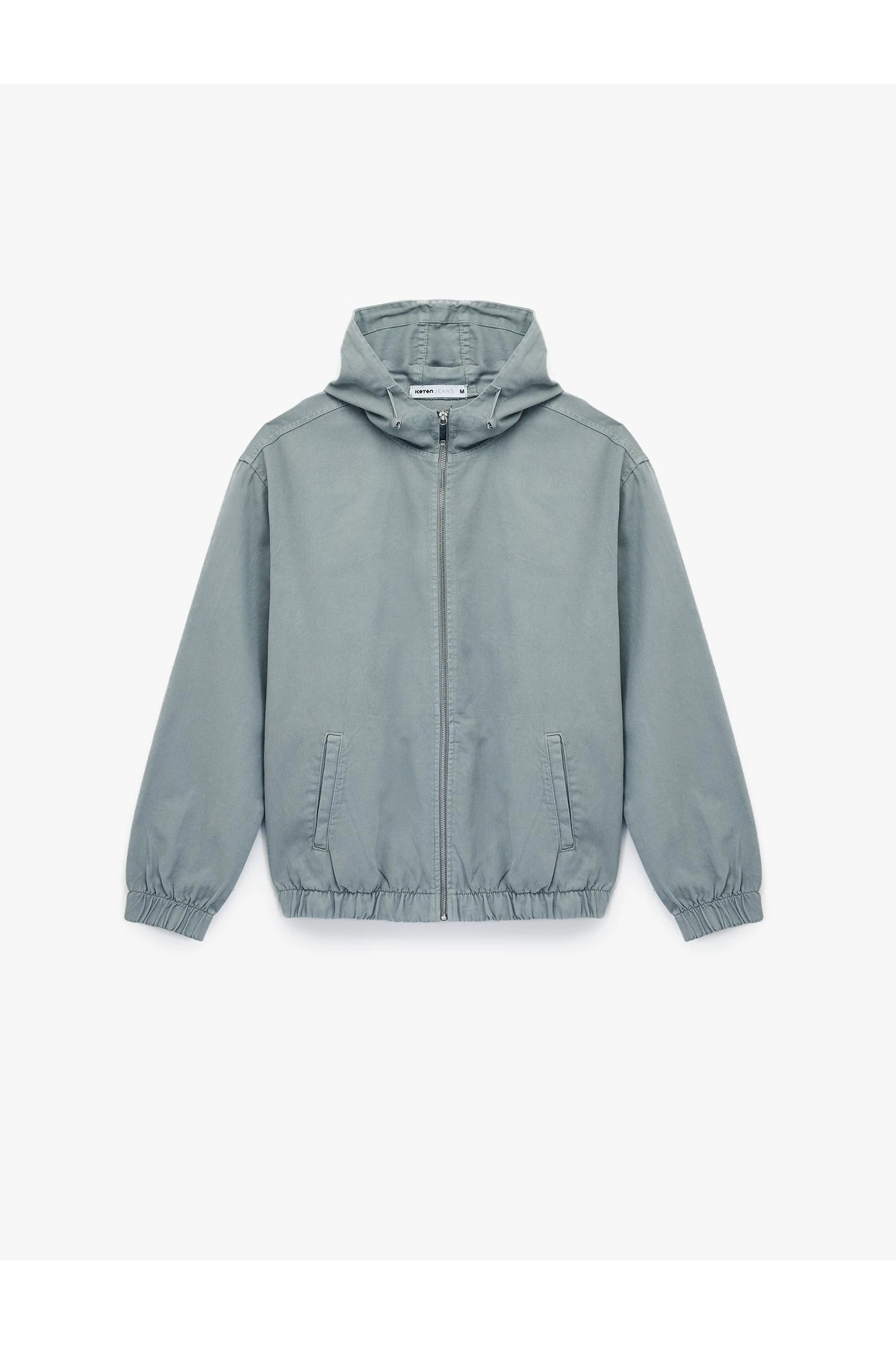 Pamuklu Cepli Uzun Kollu Fermuarlı Oversize Kapşonlu Jean Ceket