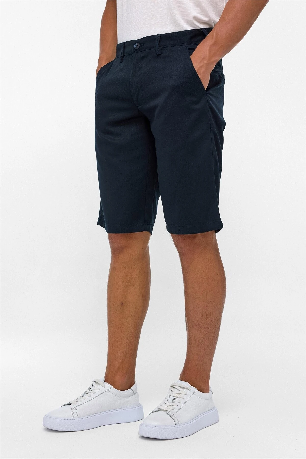 Bej Regular Düz Bermuda Şort