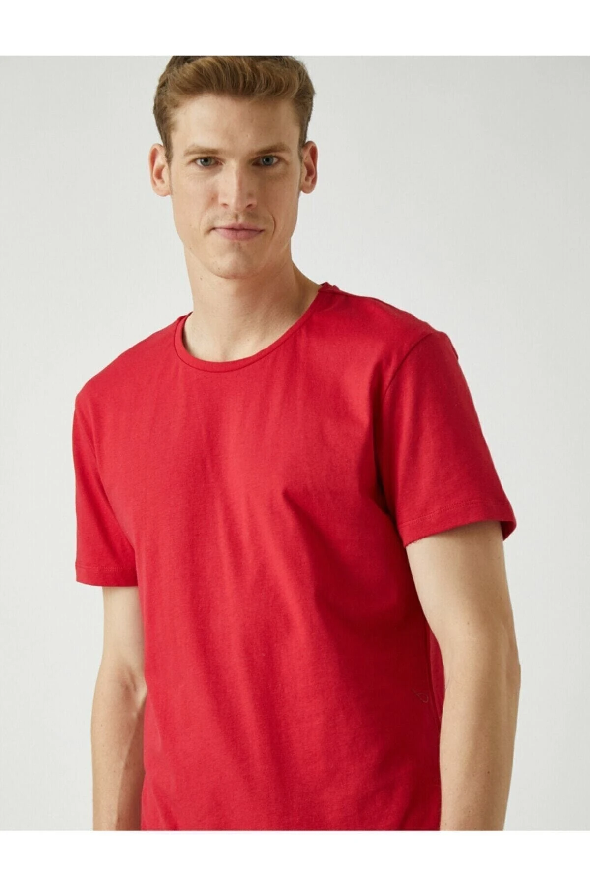 Erkek Sarı Basic Kisa Kollu Bisiklet Yaka Tisört