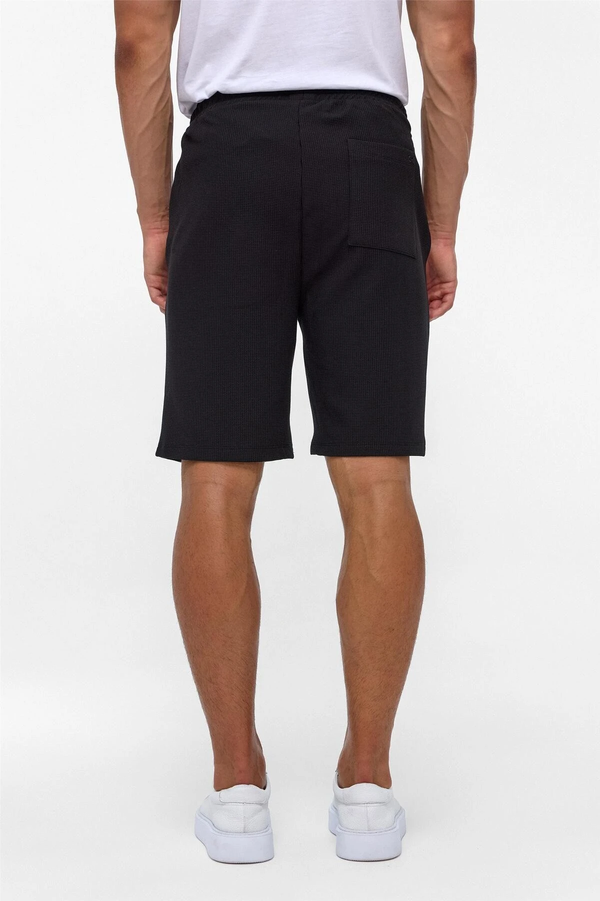 Lacivert Regular Armürlü Örme Şort