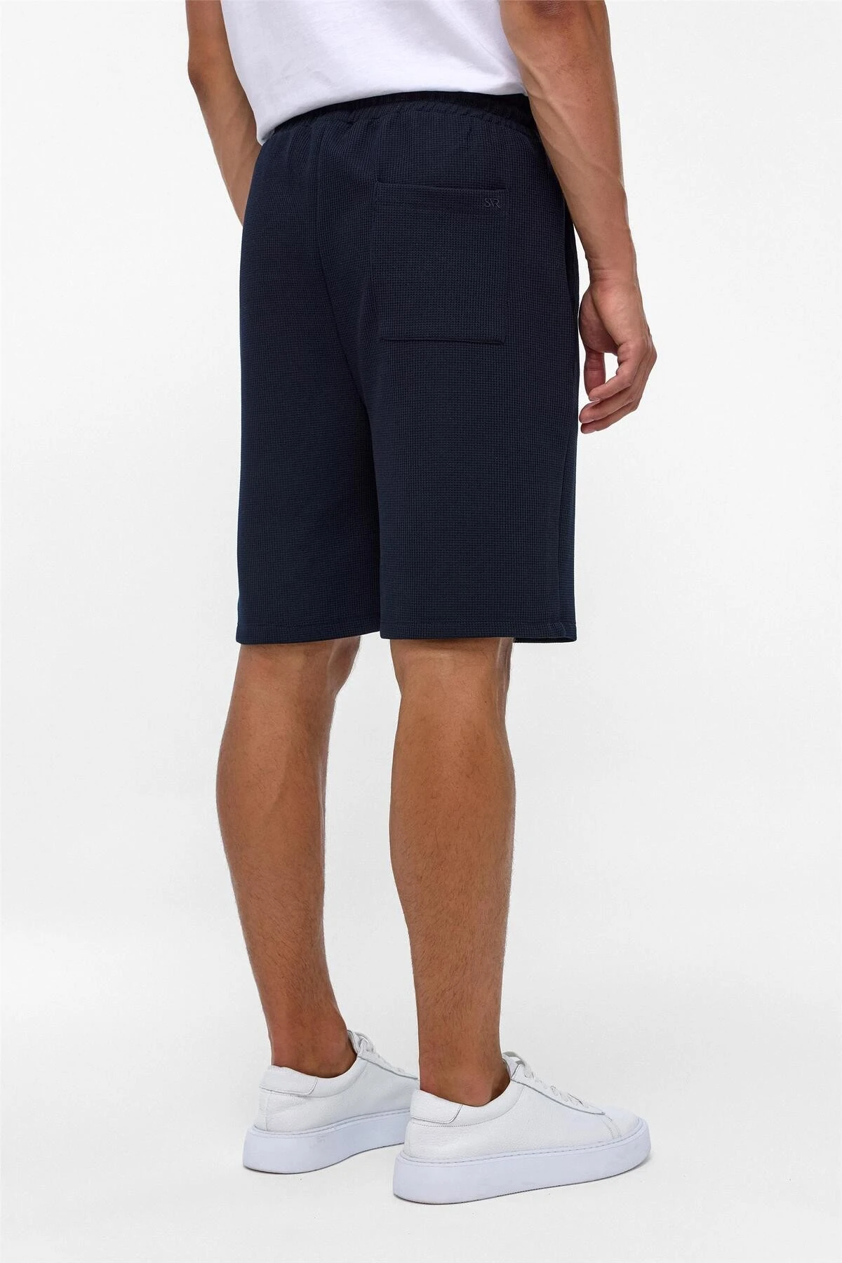 Siyah Regular Armürlü Örme Şort