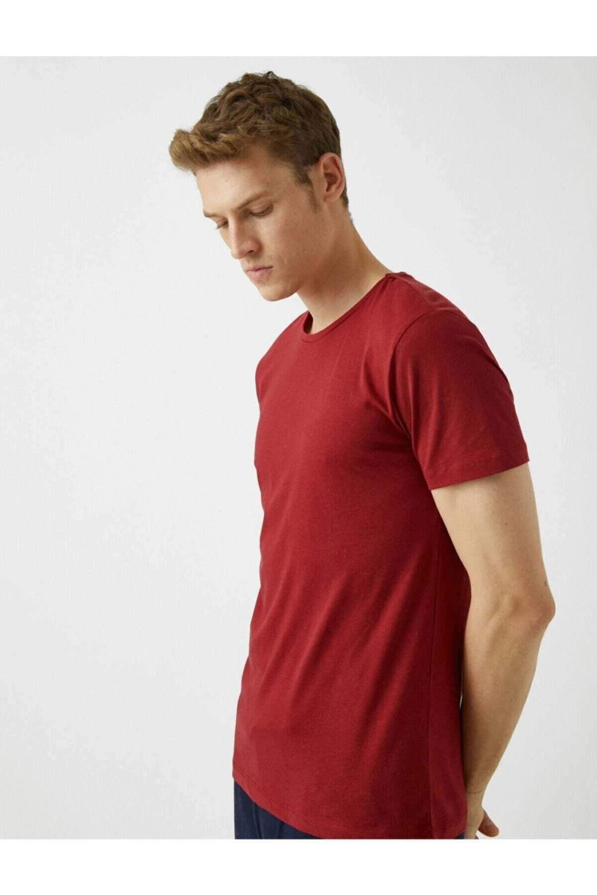 Erkek Sarı Basic Kisa Kollu Bisiklet Yaka Tisört