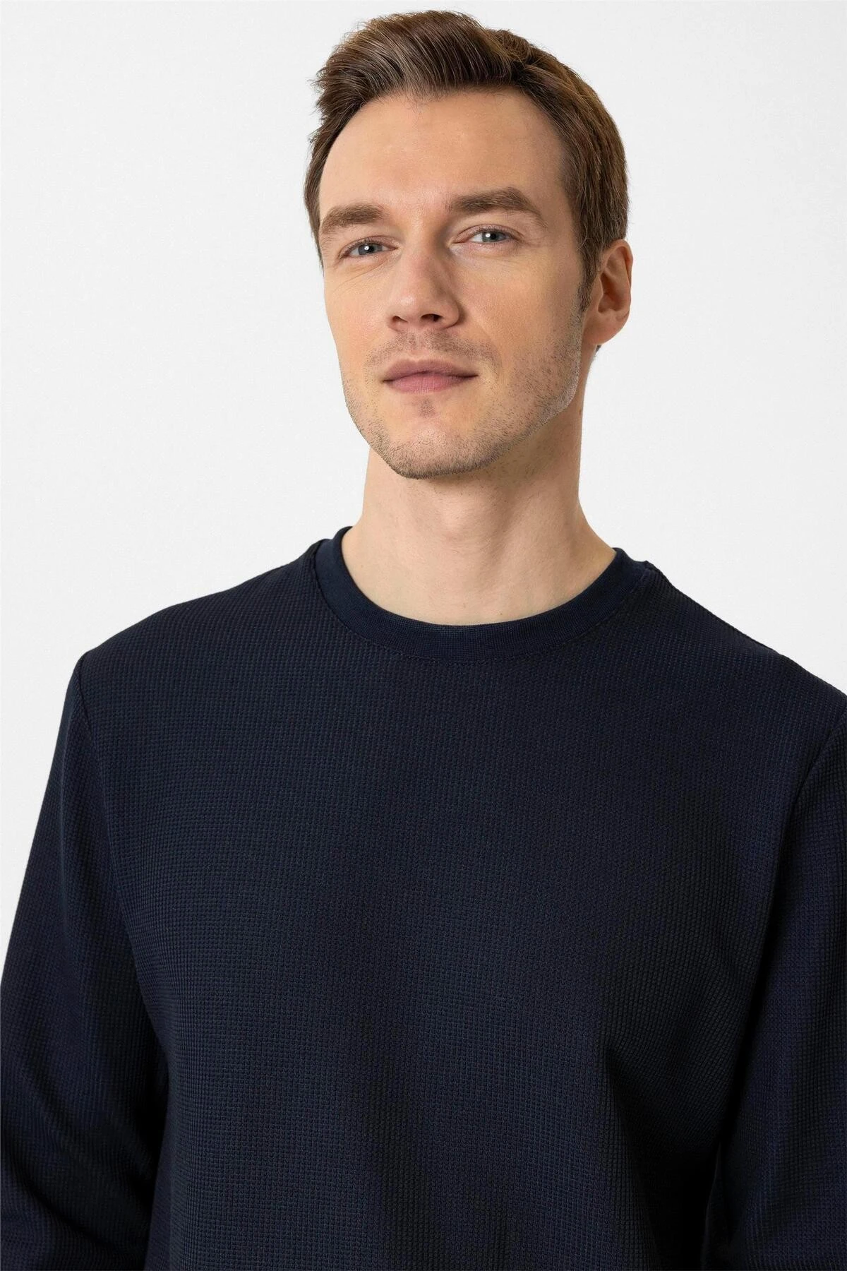 Siyah Regular Armürlü Bisiklet Yaka Triko