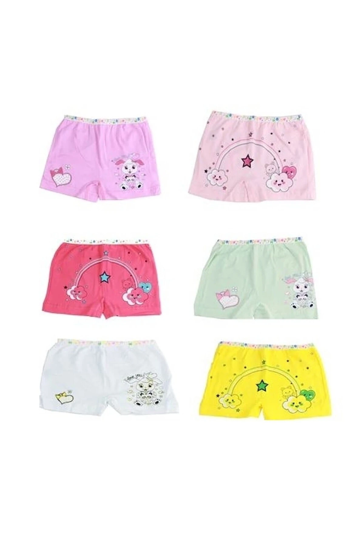 0181 Elestan Baskılı Kız Çocuk Boxer Şort 6'lı
