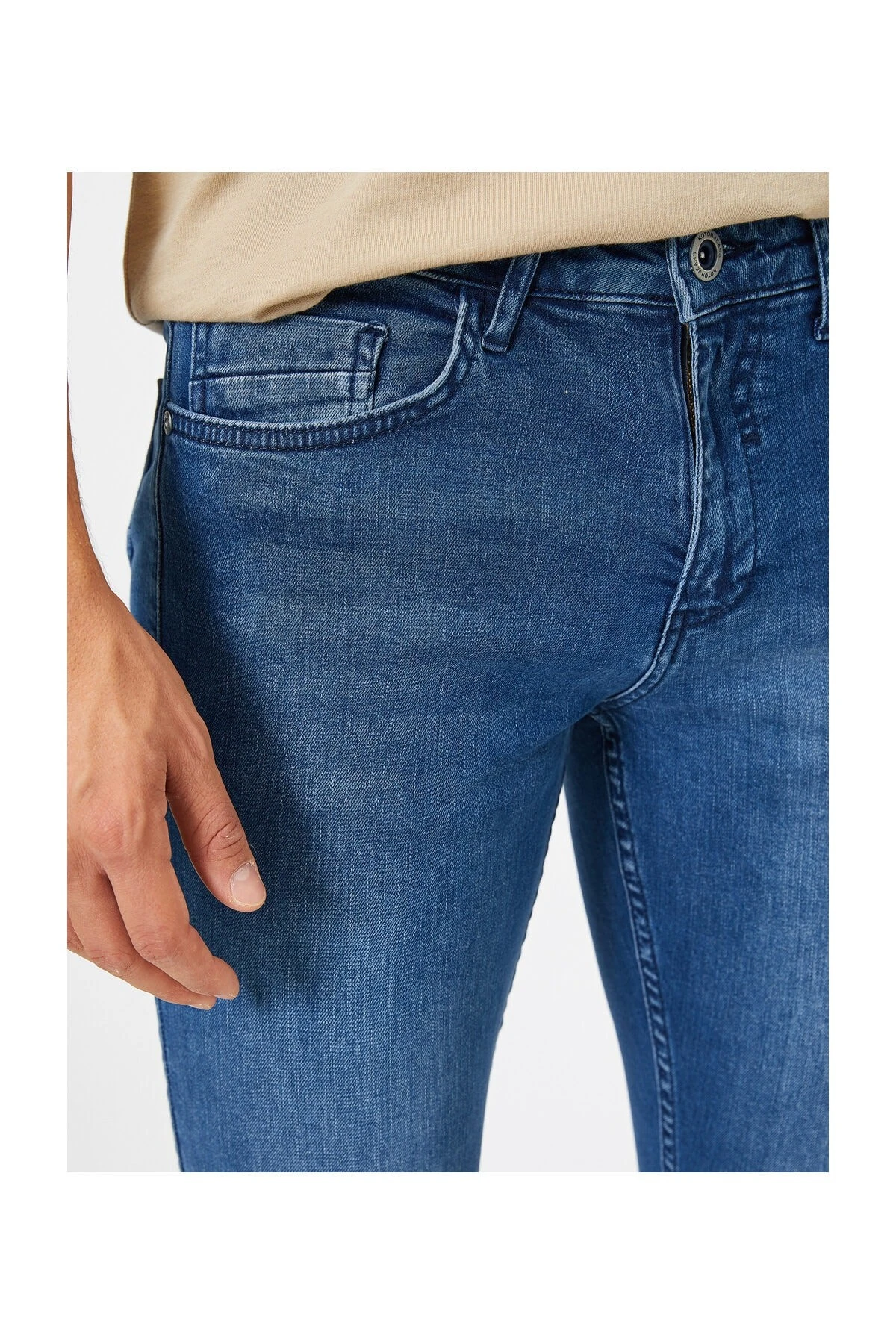 Erkek Mavi Super Skinny Cepli Pantolon