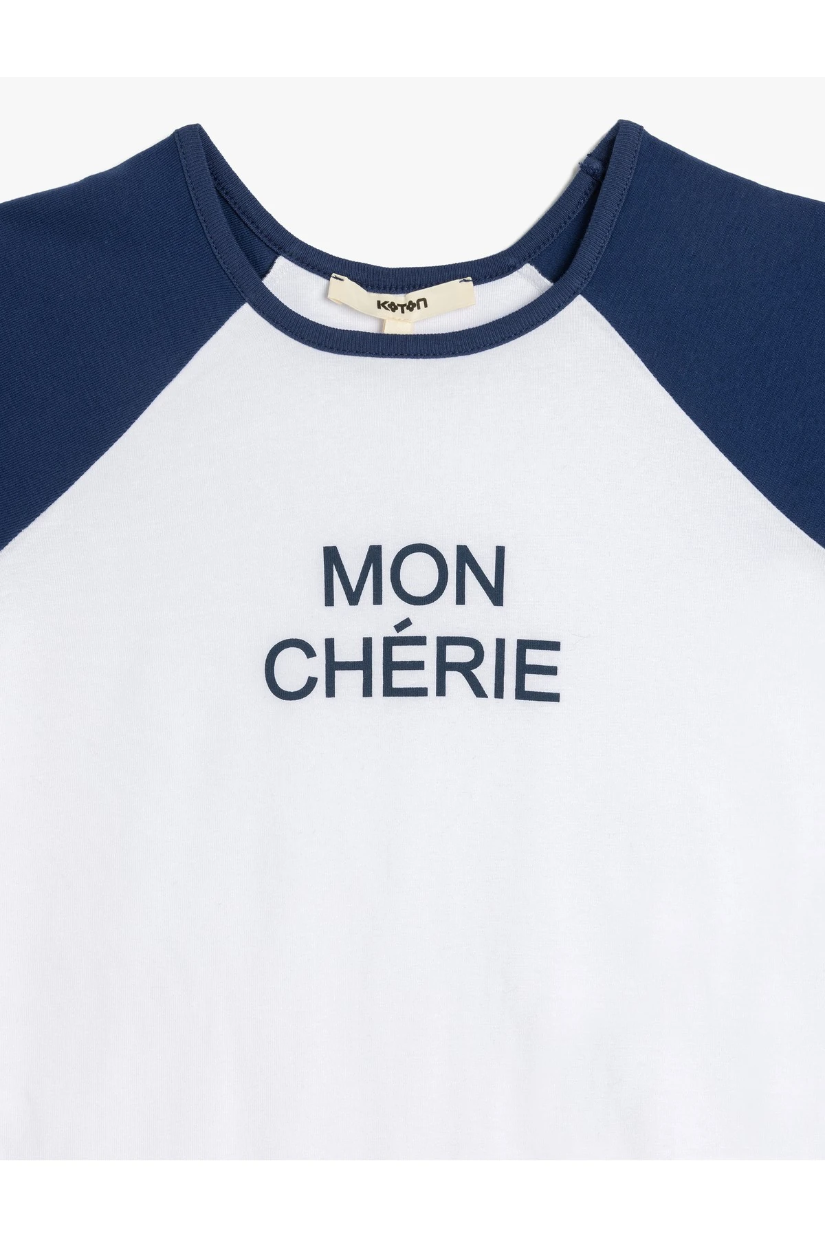 Pamuklu Renk Bloklu Bisiklet Yaka Kısa Kollu Baskılı Kadın Tişört