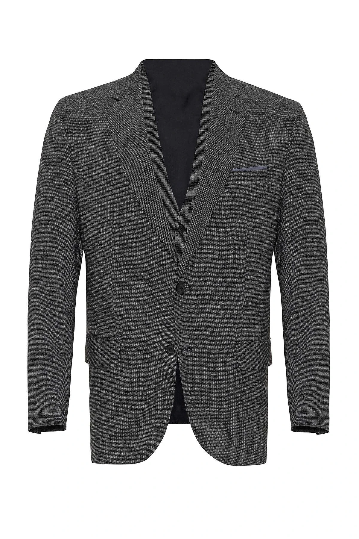 Süvari Regular Kalıp Armürlü Yelekli Takım Elbise